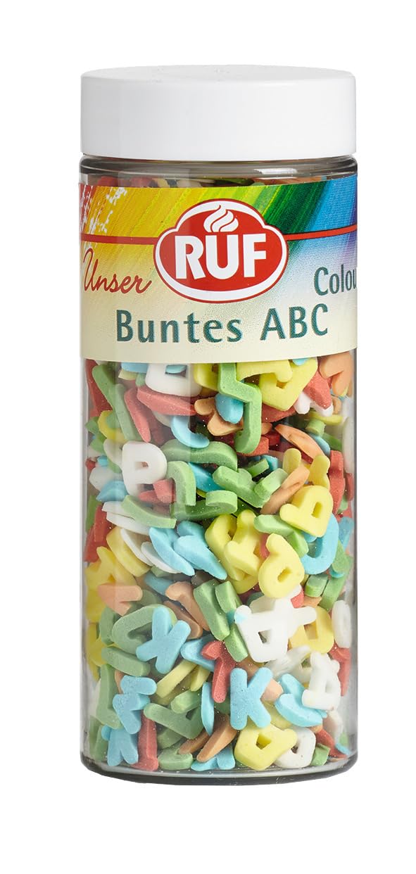RUF ABC Streusel, Buchstaben Streusel essbar, ABC für Kuchen, Cup Cakes und Plätzchen, essbare Tortendeko 45 g Buntes ABC Angebot bei HelloDeals