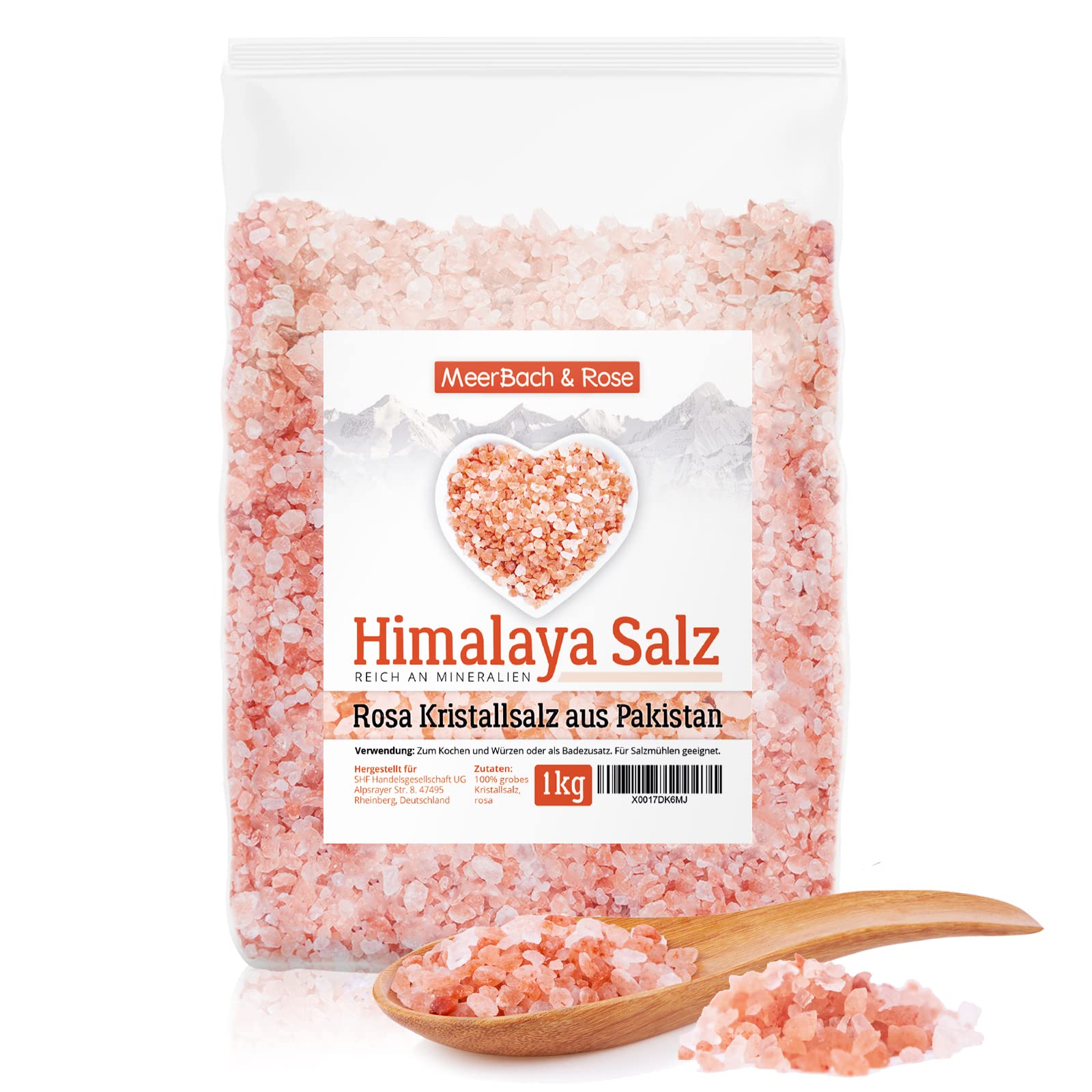 MeerBach & Rose Himalaya Salz, rosa Kristallsalz, 1kg grobe Körnung für die Salzmühle, Pink Salt, Badesalz, original aus Punjab Pakistan 1 kg (1er Pack) Angebot bei HelloDeals