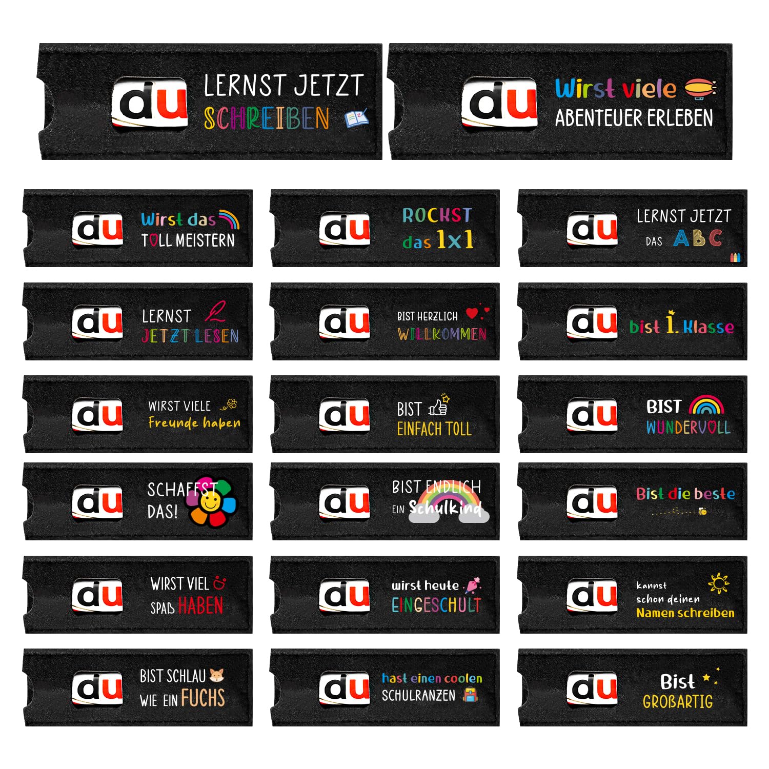 Giftota 20pcs Einschulung Geschenk - Lustige Schulanfang-Geschenke für Schulkinder Junge Mädchen - Schultüte Füllung - Hülle Filz Geschenk Verpackung, Duplo Mutmacher Geschenke, Ohne Schokolade 20pcs Schulkind Angebot bei HelloDeals