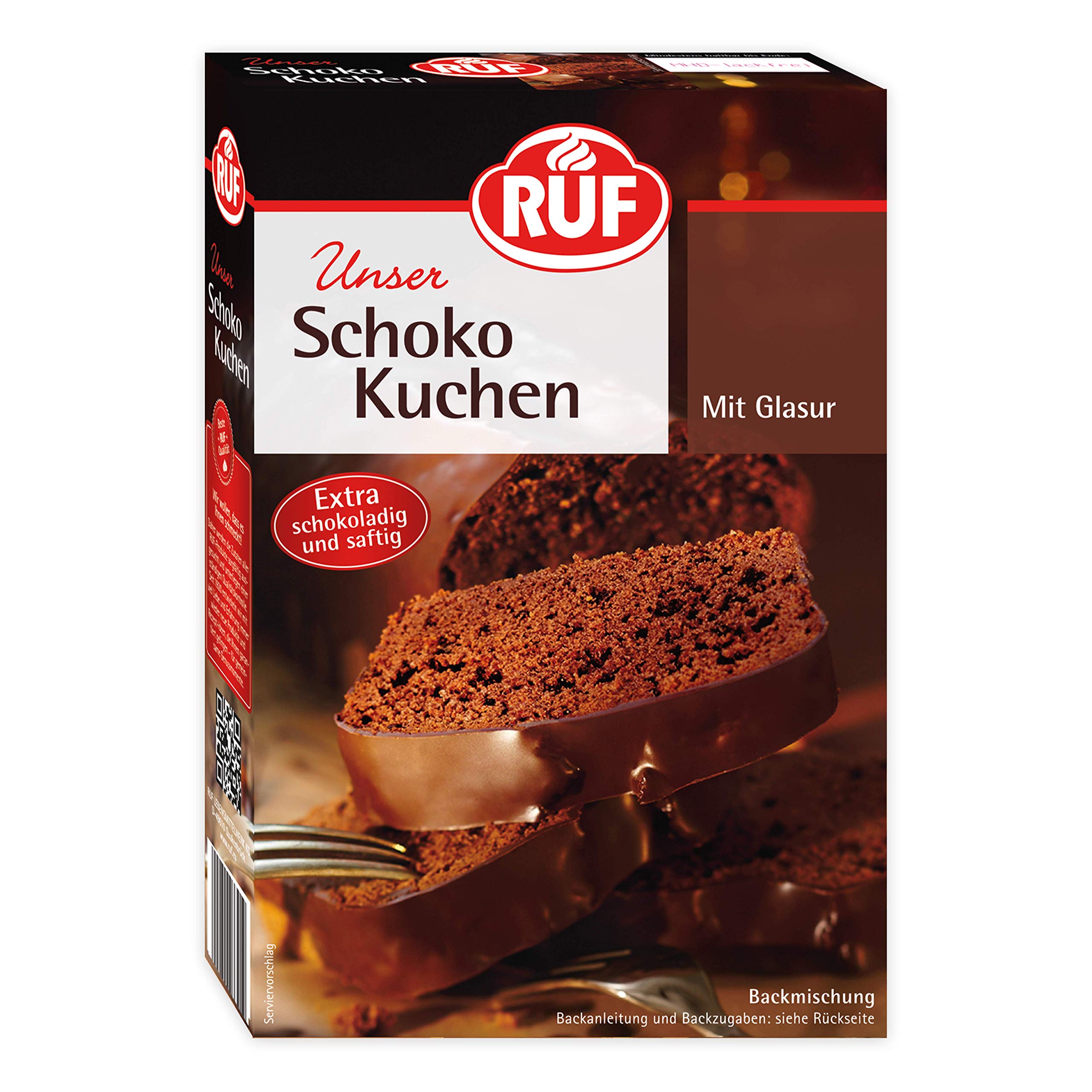 RUF Schokoladen-Kuchen, Backmischung mit einfacher Zubereitung für schokoladigen und saftigen Lieblingskuchen mit Kakao-Glasur, 1 x 475g Schokoladenkuchen 475 g (1er Pack) Angebot bei HelloDeals