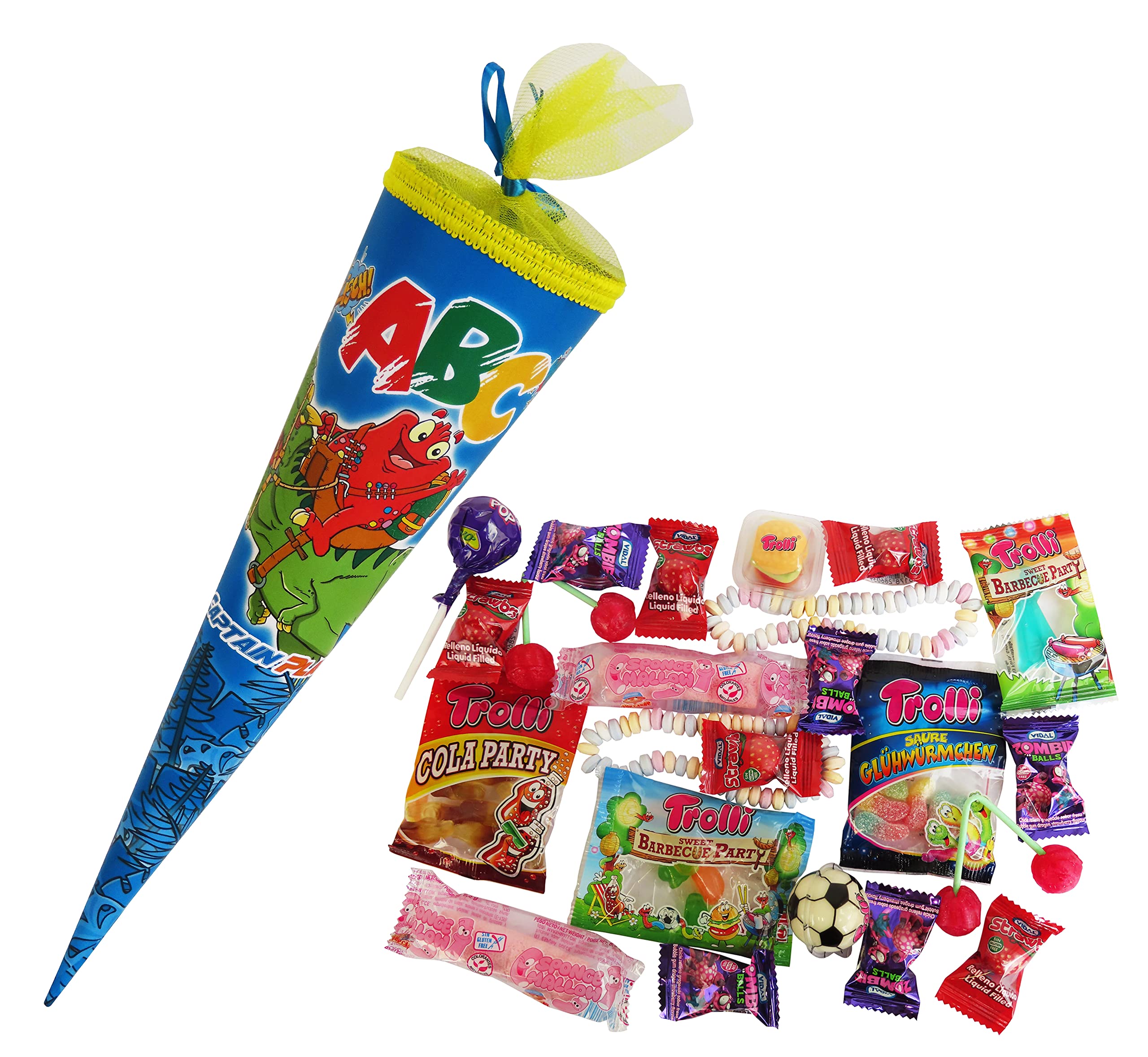 CAPTAIN PLAY Schultüte 35cm gefüllt mit Süßigkeiten ohne Schokolade (20-teilig) Angebot bei HelloDeals