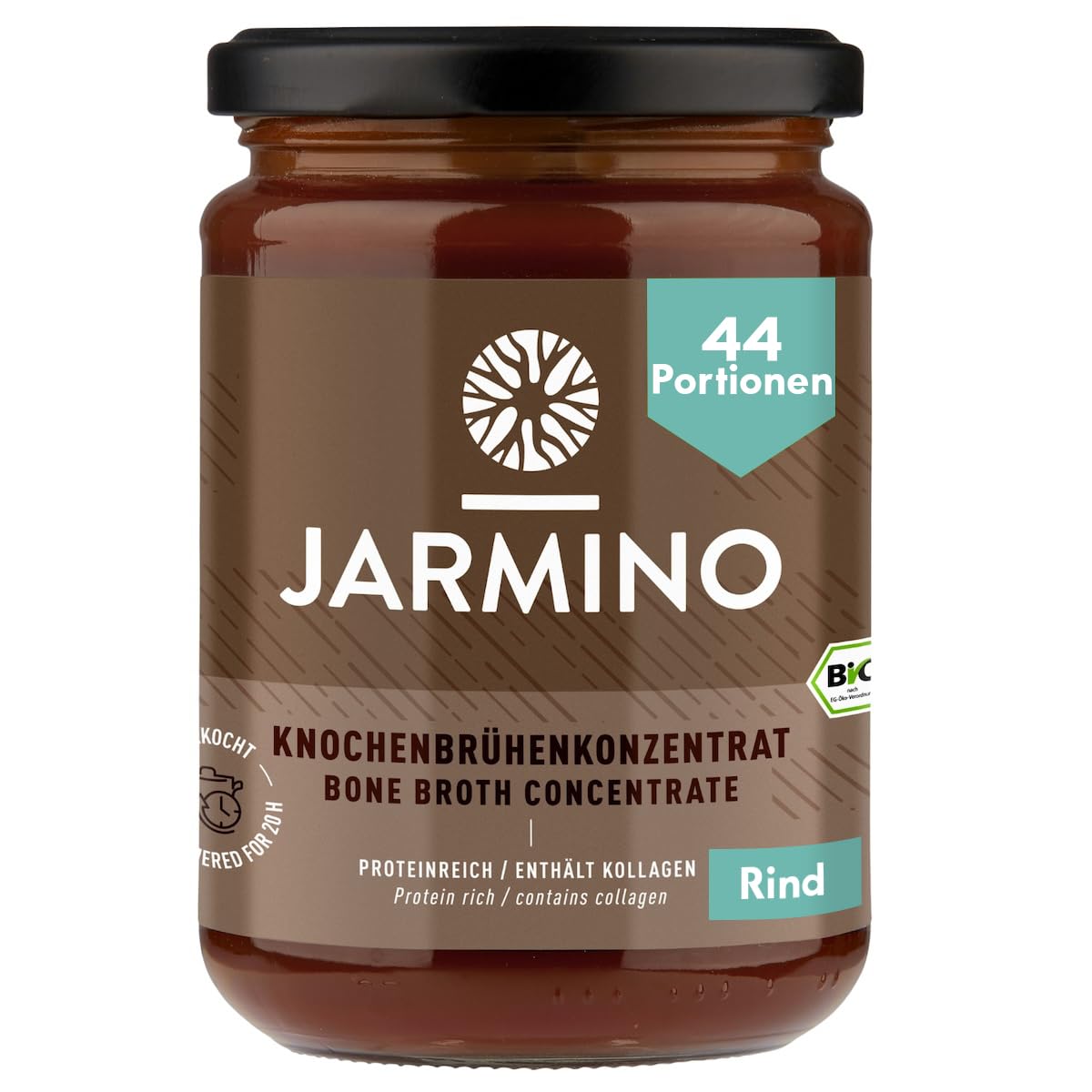 JARMINO Bio Knochenbrühe Konzentrat vom Rind, aus Deutschland, 440g (44 Portionen), Reich an Bio-Kollagen Rind 440 g (1er Pack) Angebot bei HelloDeals
