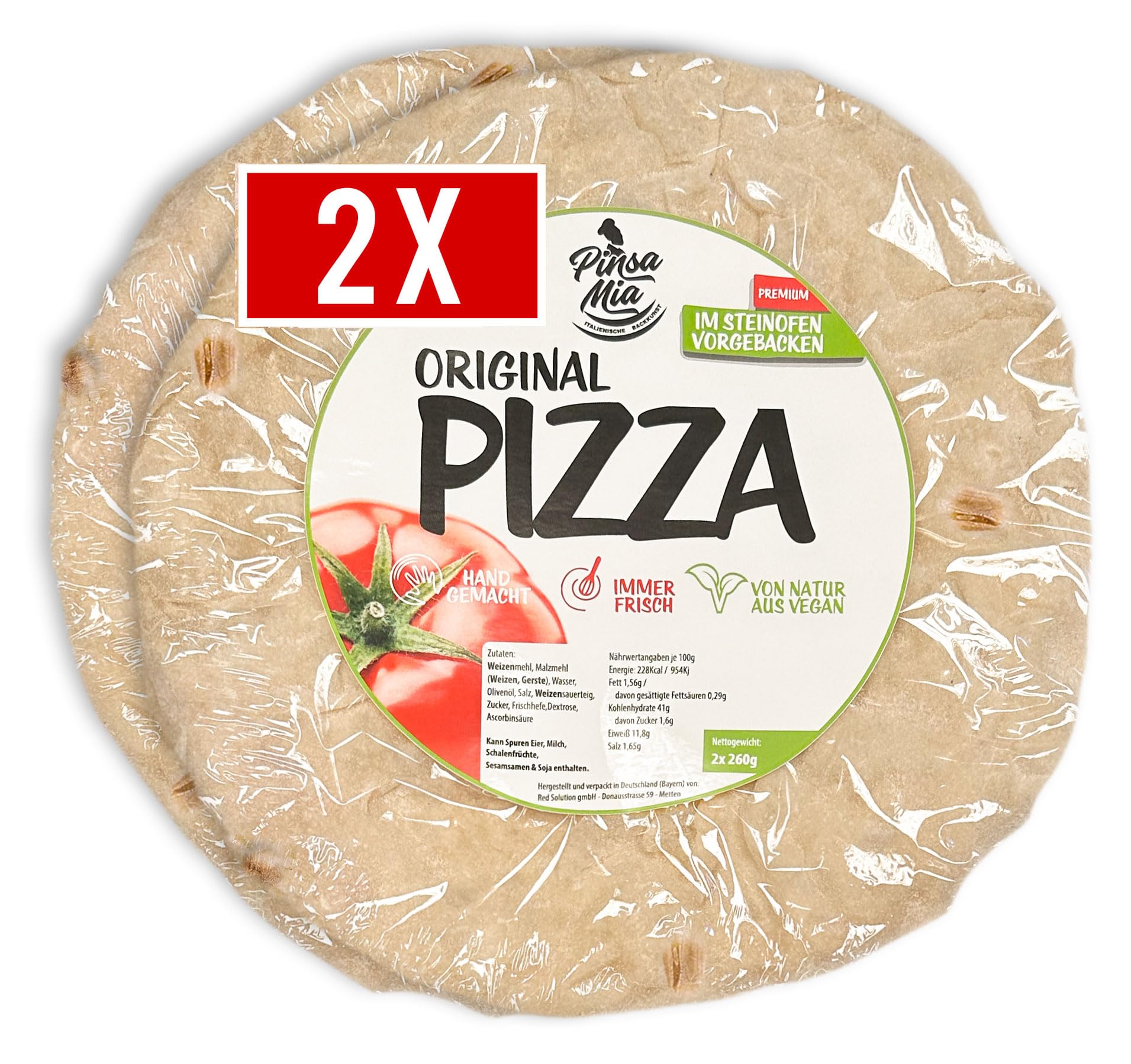 2 x Pizza Original - italienischer Pizzaboden - Pizzateig ofenfertig - vorgebacken im Steinofen Angebot bei HelloDeals