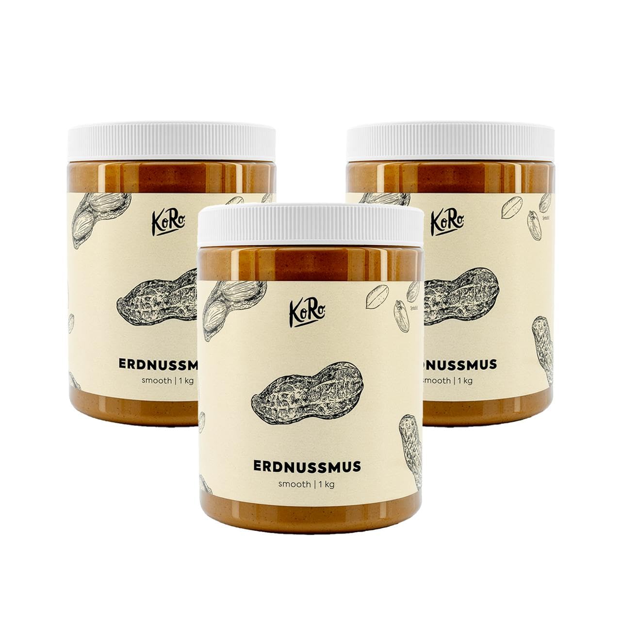 KoRo Erdnussmus - 3 x 1 kg Vorratspackung - Cremige Konsistenz - Ohne zusätzlichen Zucker* und Stabilisatoren - Aus 100% gerösteten Erdnüssen 1 kg (3er Pack) Angebot bei HelloDeals