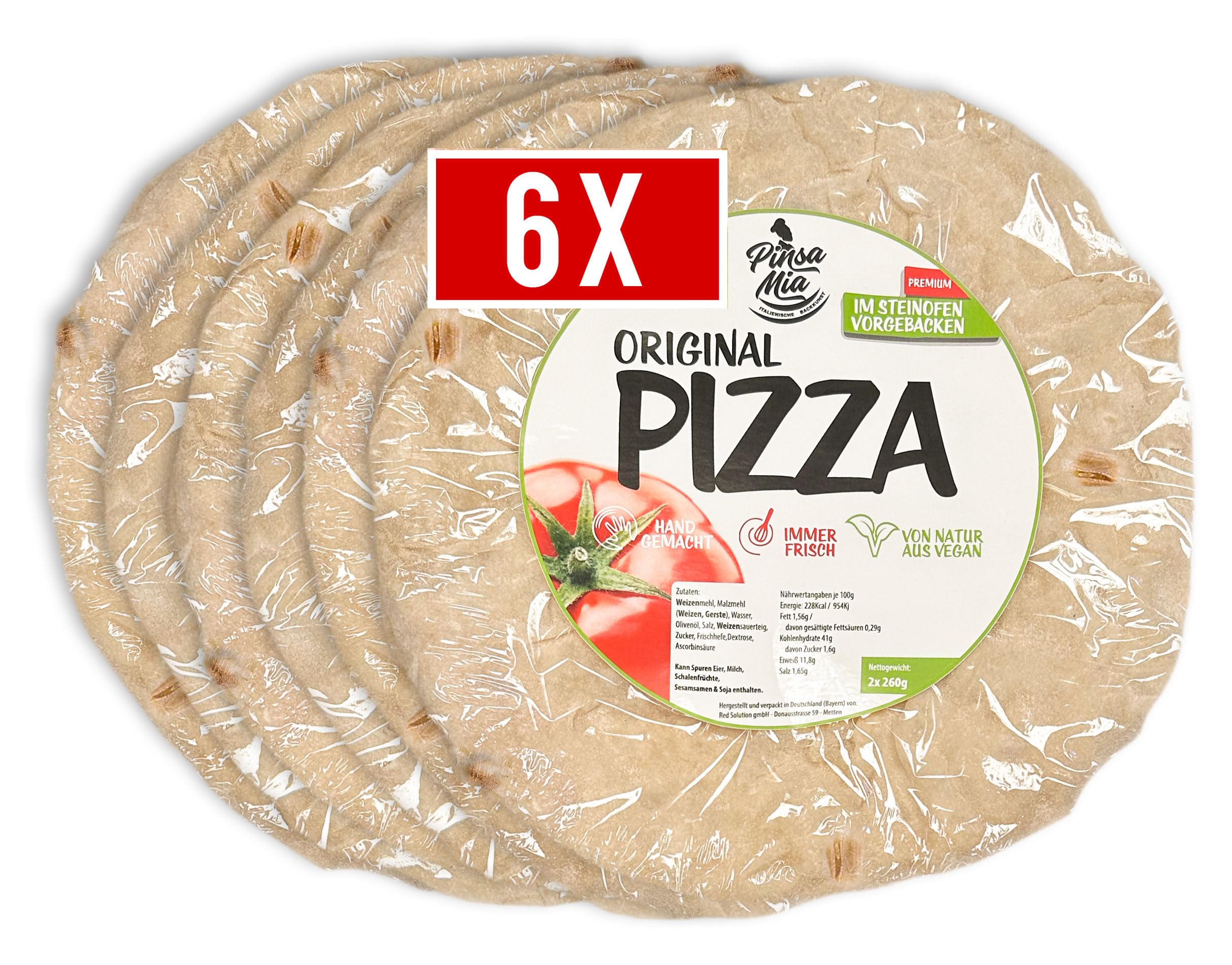 6 x Pizza Original - italienischer Pizzaboden - Pizzateig ofenfertig - vorgebacken im Steinofen Angebot bei HelloDeals