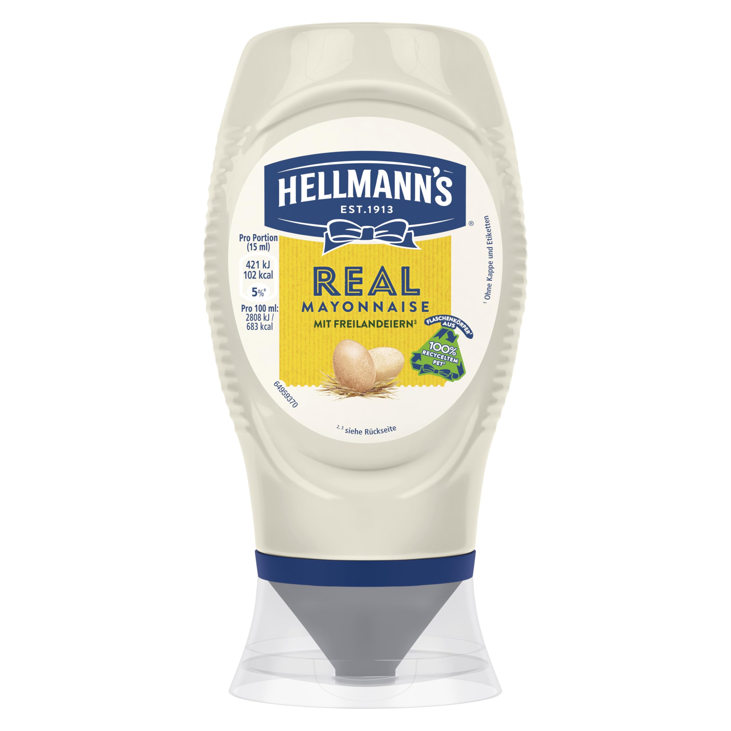 Hellmann's Real Mayonnaise mit Freilandeiern, 100% natürliche Zutaten ideal für Burger, Pommes und Salate, 250 ml Squeezer-Flasche 250ml Neue Rezeptur Angebot bei HelloDeals