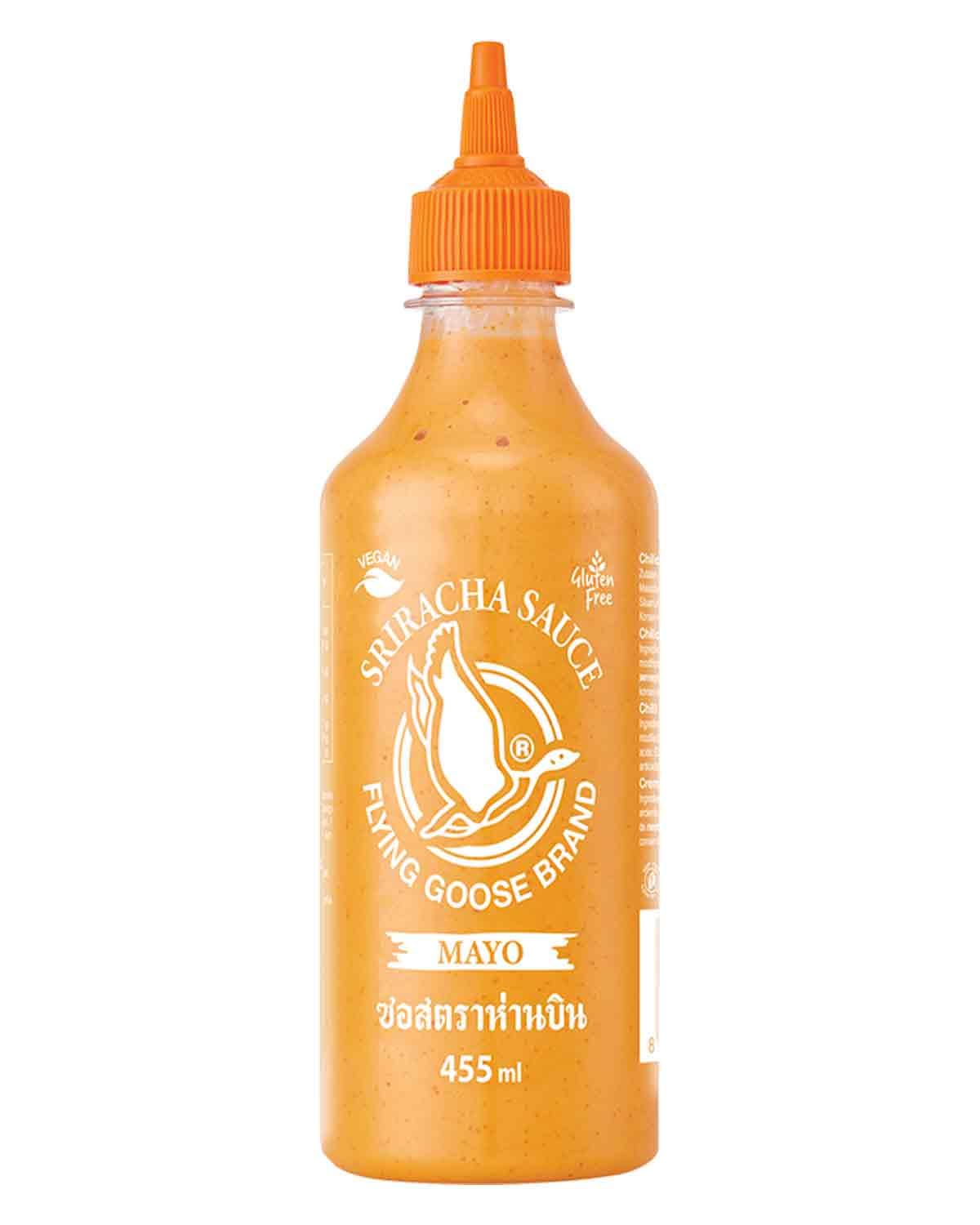 FLYING GOOSE Sriracha Mayoo Sauce, pikante Mayonnaise, leicht scharf, orange Kappe, Würzsauce aus Thailand, vegetarisch, glutenfrei, 1 x 455 ml Orange 455ml Angebot bei HelloDeals
