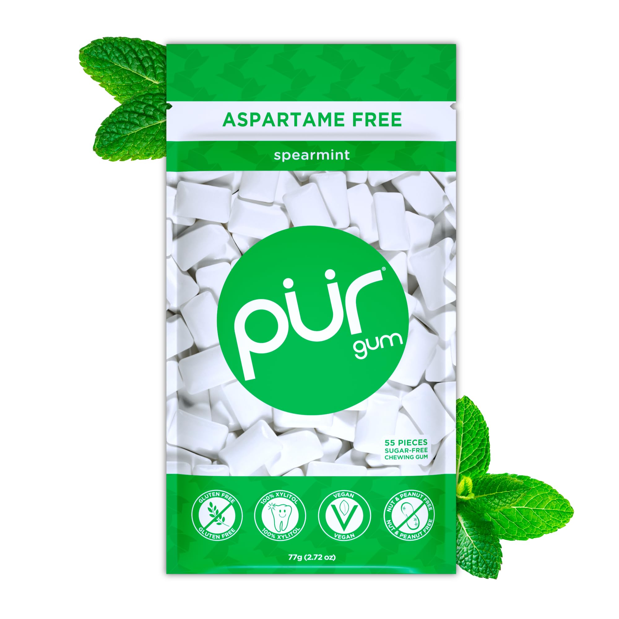 Pur Gum | Zuckerfreier Kaugummi | 100% Xylit | Vegan, Aspartamfrei, Glutenfrei & Diabetikerfreundlich | Natürlicher Kaugummi Mit Spearmint-Geschmack, 55 Stück (1er Pack) Spearmint 55 stück (1er Pack) Angebot bei HelloDeals