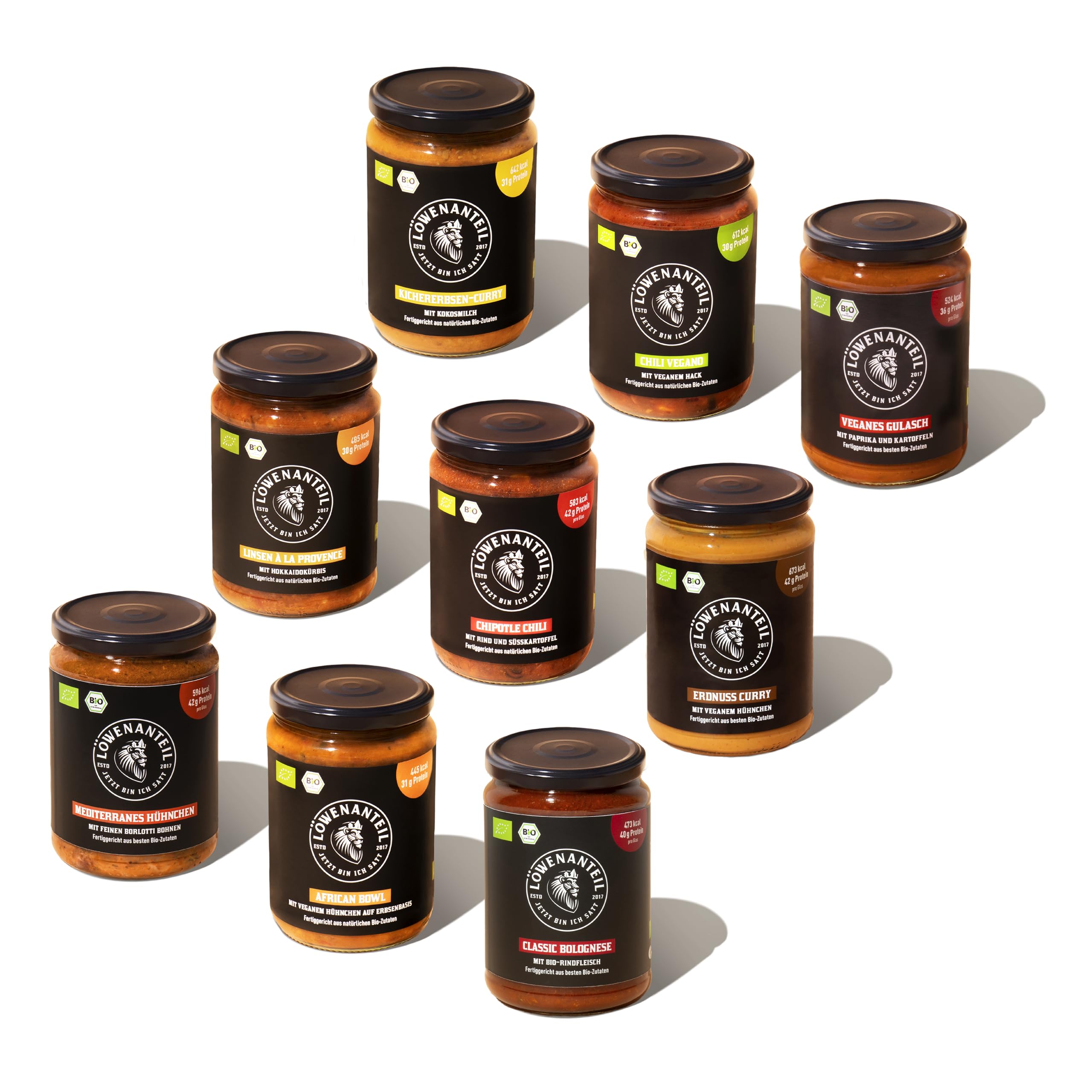 Löwenanteil - STARTERBOX - 9 proteinreiche Fertiggerichte in Bio-Qualität, fertig in 3 Minuten - Ohne Zuckerzusatz Angebot bei HelloDeals