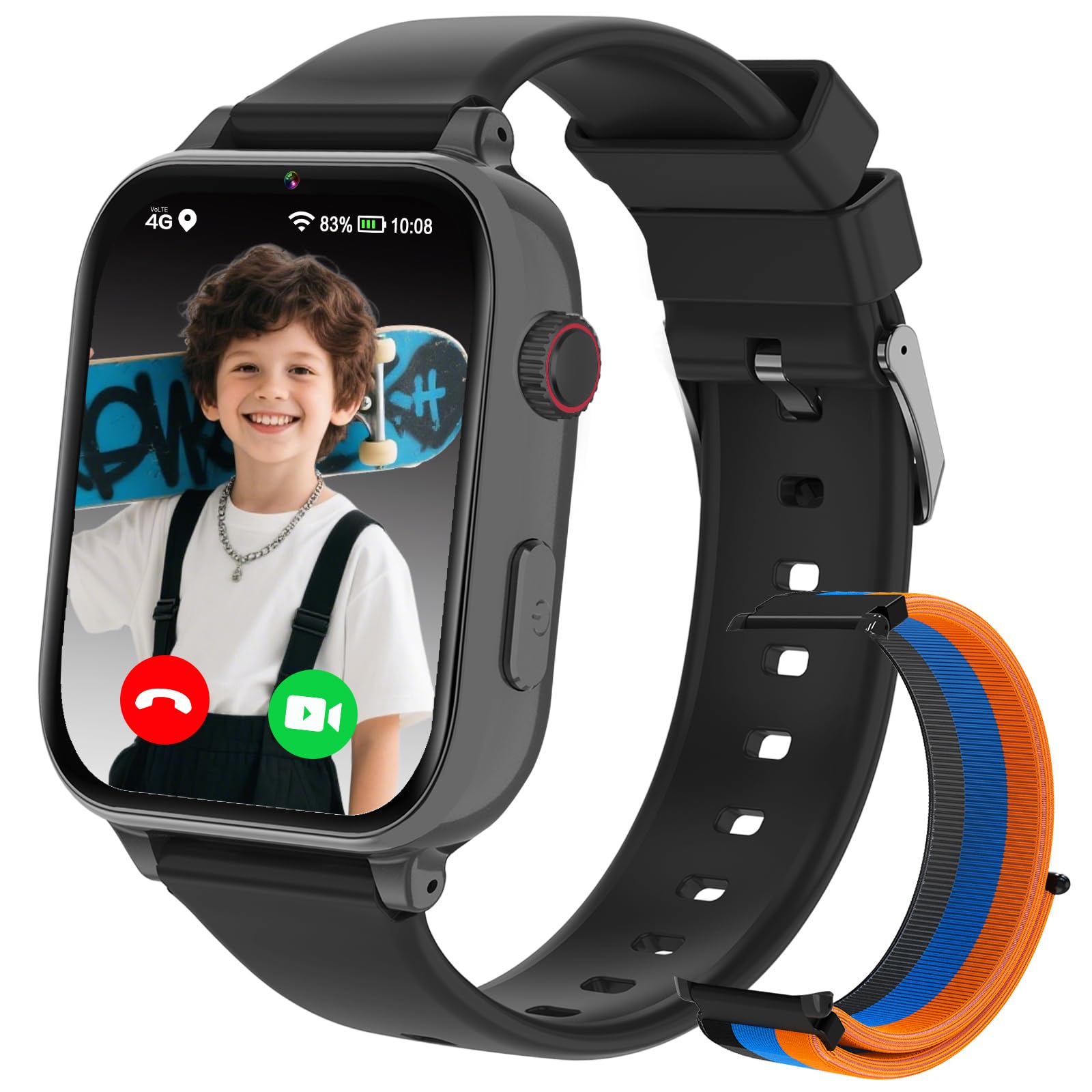 Smartwatch für Kinder, 4G GPS Kinder Smartwatch Uhr Telefon Videoanruf und Voice Chat, SMS WiFi, SOS Sport Schrittzähler Wecker Spiele, Kindergeschenke Armbanduhr Uhr für ab 4 Jahren, Schwarz BLACK 4G Angebot bei HelloDeals