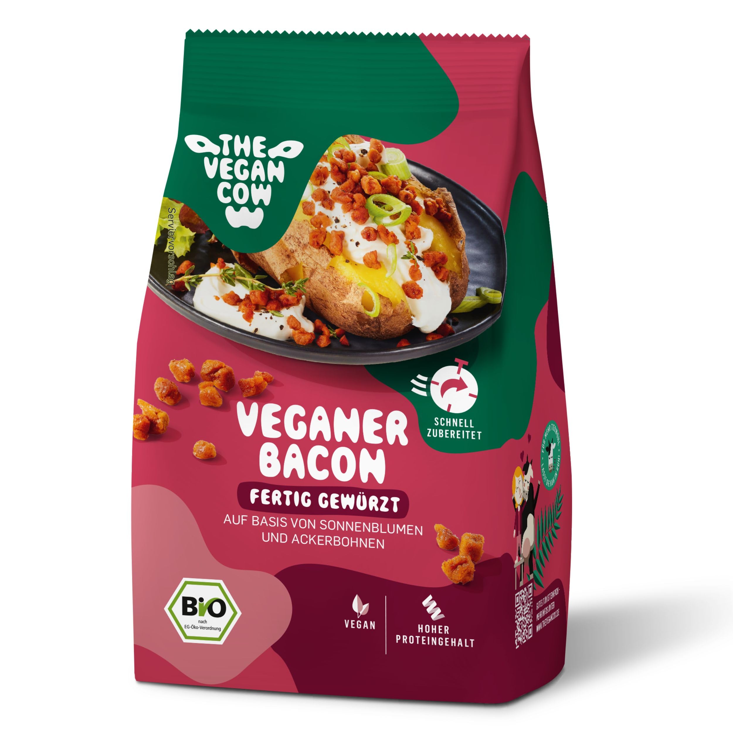 THE VEGAN COW Veganer Bacon - Bio-Fleischersatz - fertig gewürzt - 75g - doppelte Proteinquelle - TOP Qualität, Geschmack und Konsistenz - Allergenfrei und ohne Soja Veganer Bacon 75g Angebot bei HelloDeals