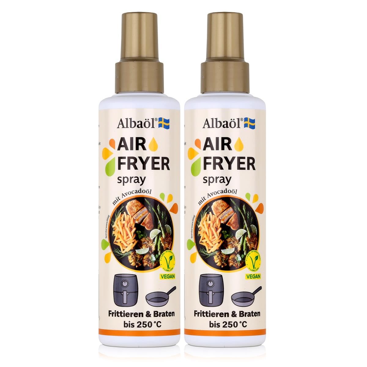 Albaöl - Air Fryer Spray, 2 x 190 ml Flasche I Geeignet für alle Heißluftfritteusen und andere Kochanforderungen bei Temperaturen bis zu 250°C (2) Angebot bei HelloDeals