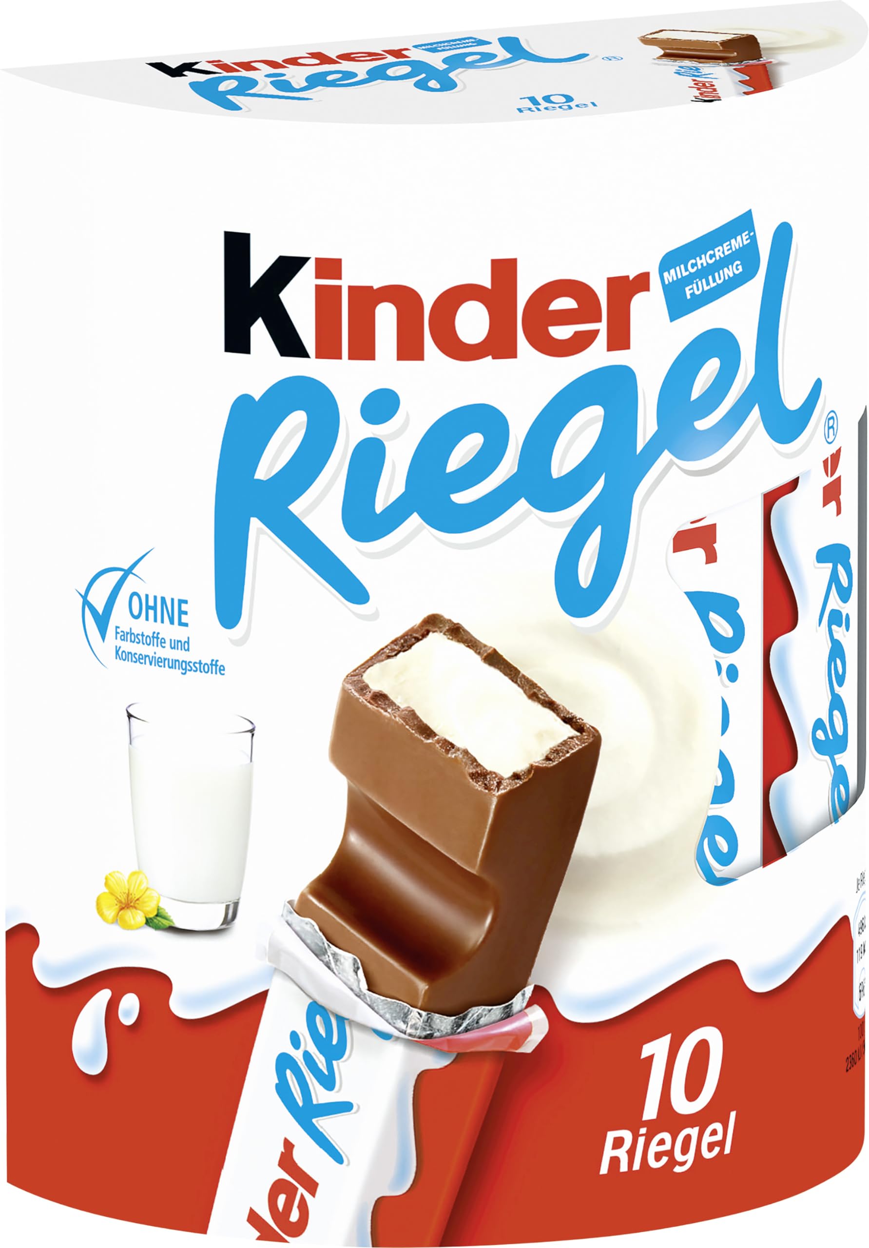 Kinder Riegel - 10 Einzelriegel, einzeln verpackte Schokoriegel, zartschmelzende Vollmilchschokolade mit Milchcremefüllung, ohne Farb- und Konservierungsstoffe, 210g Schokolade 10 Stück (1er Pack) Angebot bei HelloDeals