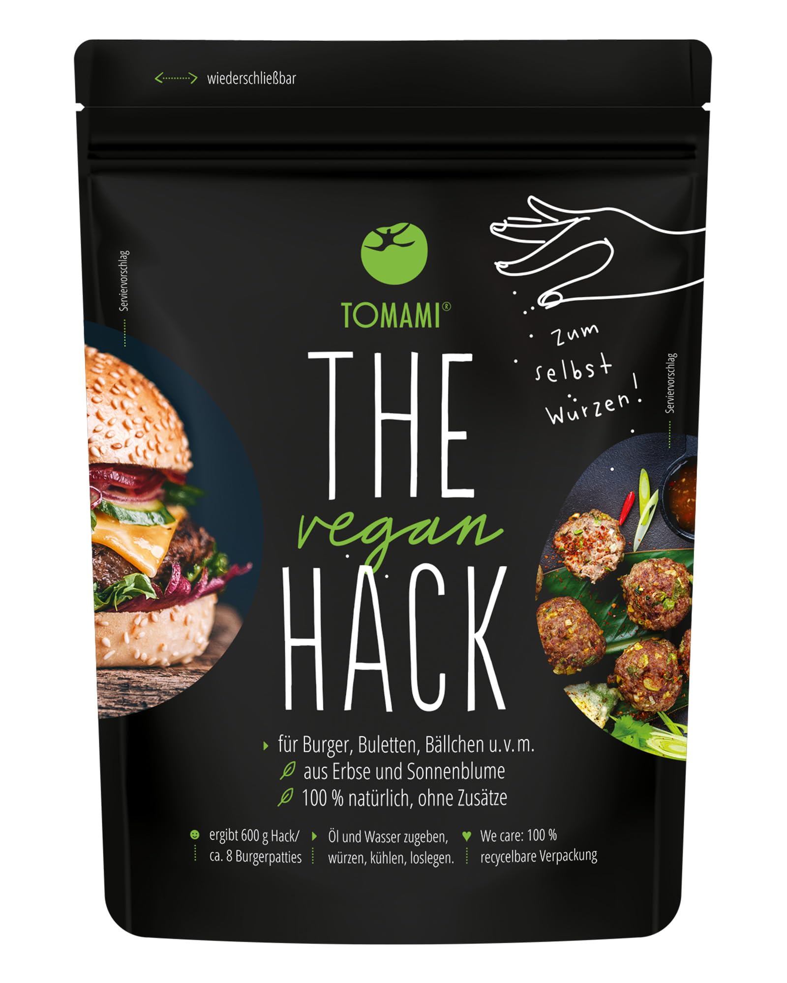 Tomami The Vegan Hack 1kg – Proteinreiche ungewürzte Hackfleischalternative aus Erbsen- & Sonnenblumen - Für 3kg Veganes Hack - Soja- & Glutenfrei 1000 g Angebot bei HelloDeals