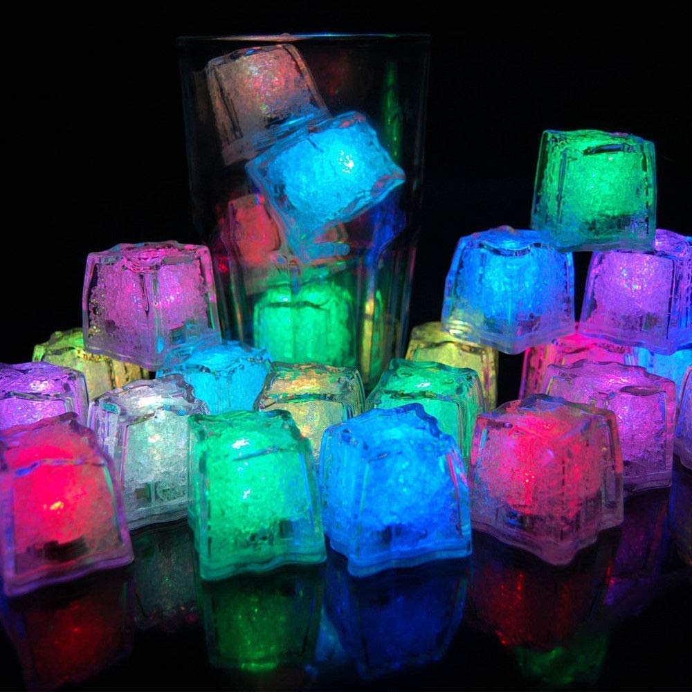 12 Stück LED Eiswürfel für Getränke, Flüssigsensor Blinken LED Glühen Licht Wasser Tauch Leuchten Led Eis Farbwechsel für Bar Club Trinken Wein Hochzeit Party Champagner Tower Dekoration Angebot bei HelloDeals