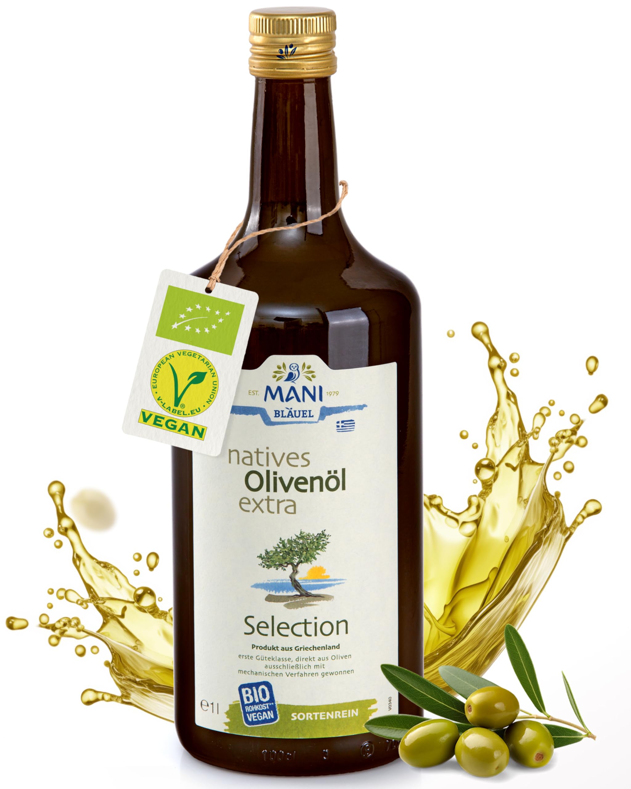 MANI - Olivenöl Flasche 1l BIO preisgekrönt aus Griechenland - Olivenöl Nativ Extra kalt extrahiert Güteklasse 1 1 l (1er Pack) Angebot bei HelloDeals