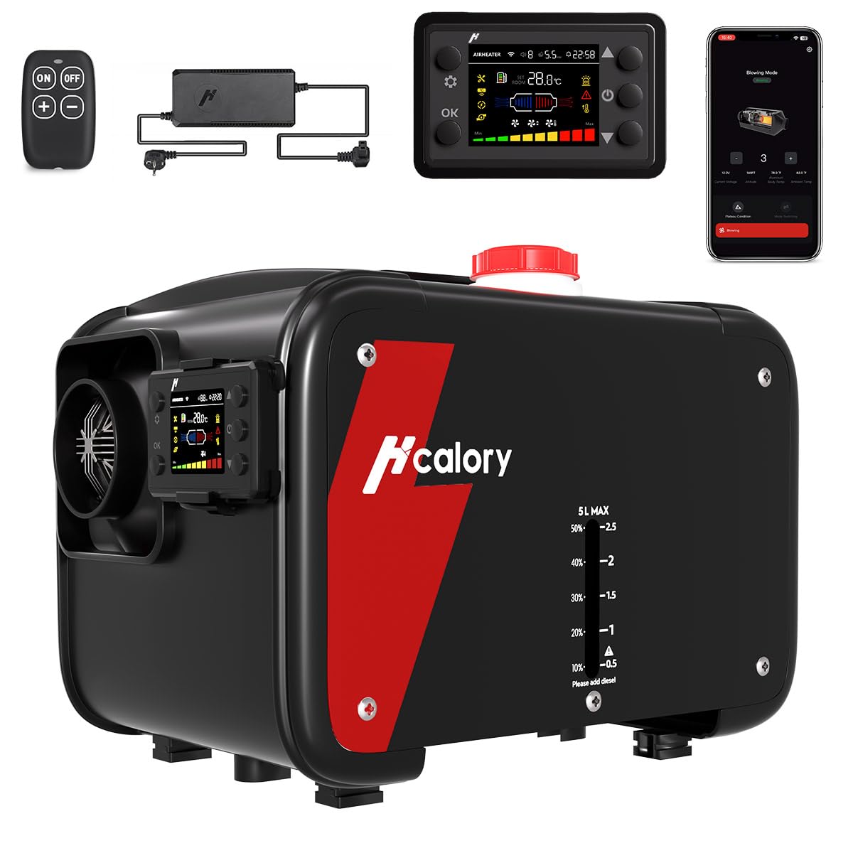 8kW Luft Dieselheizung, 12V/24V DC & 240V AC Diesel Standheizung 0,12–0,45 L/h mit APP & Adapter, 28% höhere Verbrennungseffizienz,10-Stufen-Temperaturregelung, Automatik-Start-Stopp für Auto,LKW,2025 Blazecore Handy 1S Angebot bei HelloDeals