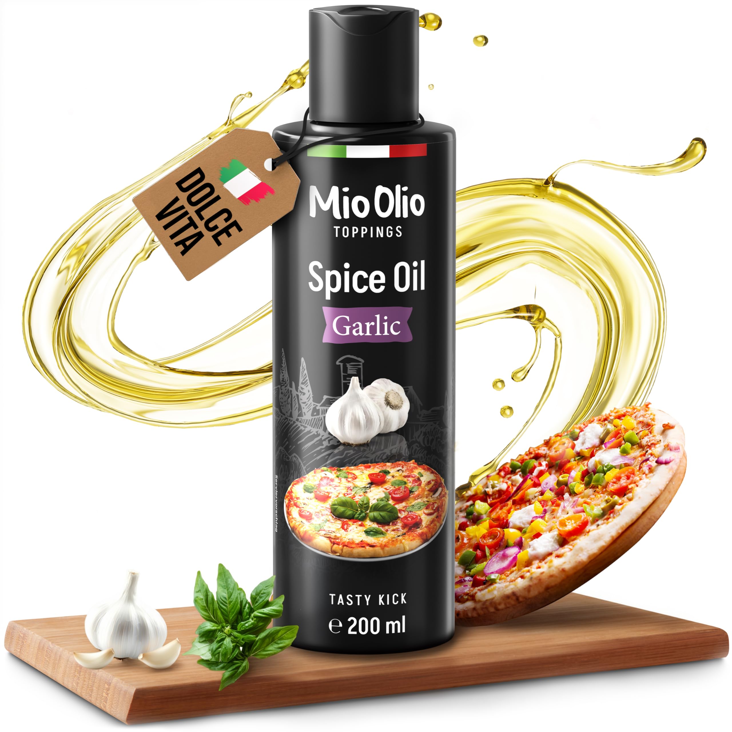MioOlio Knoblauchöl 200 ml – aromatisiertes Öl mit intensivem Knoblauch-Aroma – ideal zum Kochen, Braten, Grillen & Verfeinern – praktischer Dosierer – für Pasta, Pizza, Fleisch, Gemüse & Salat Knoblauch 1x200ml Angebot bei HelloDeals