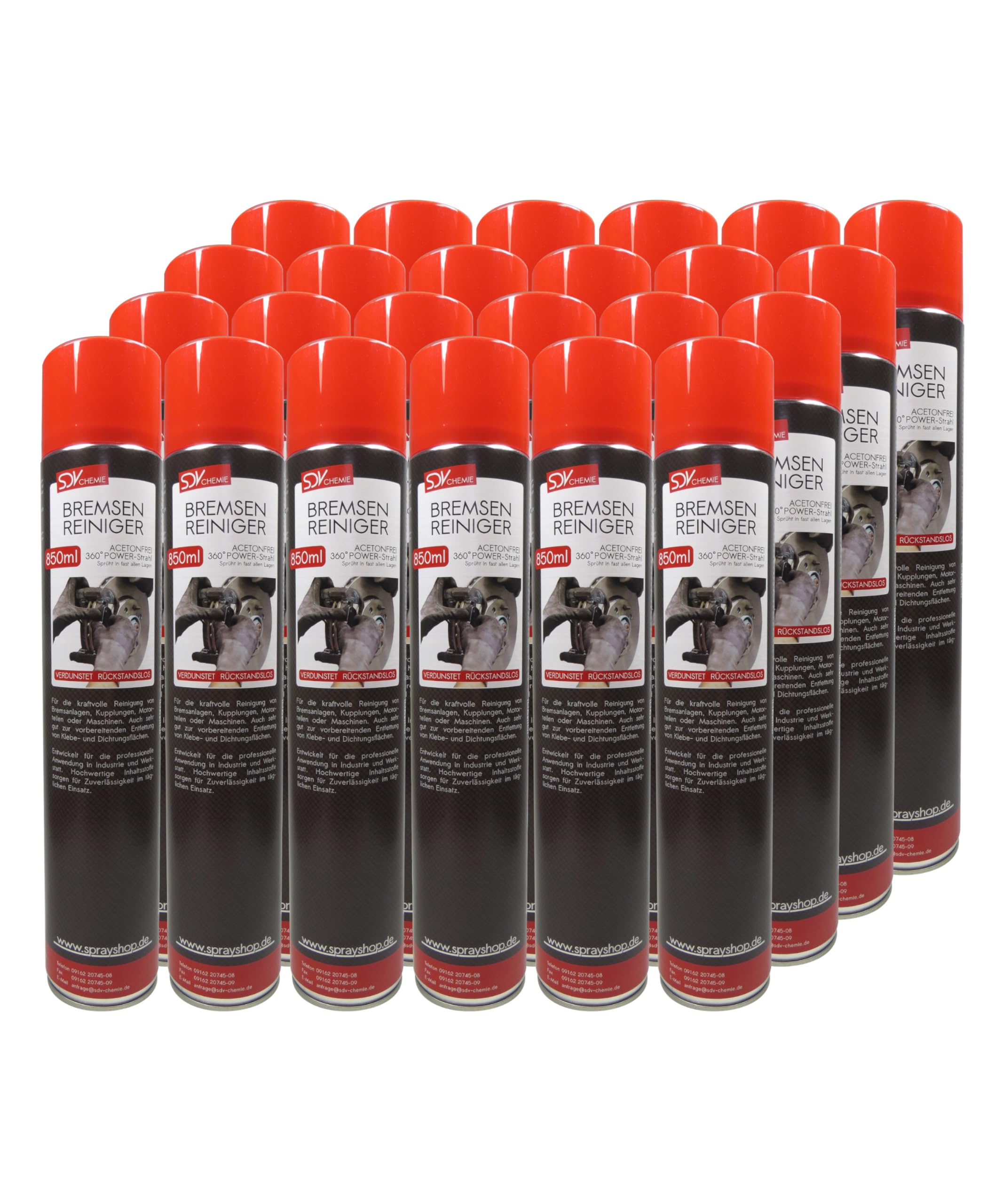 SDV Chemie Bremsenreiniger Spray 24x 850 ml Power Brake Cleaner 360° Ventil Teilereiniger Angebot bei HelloDeals