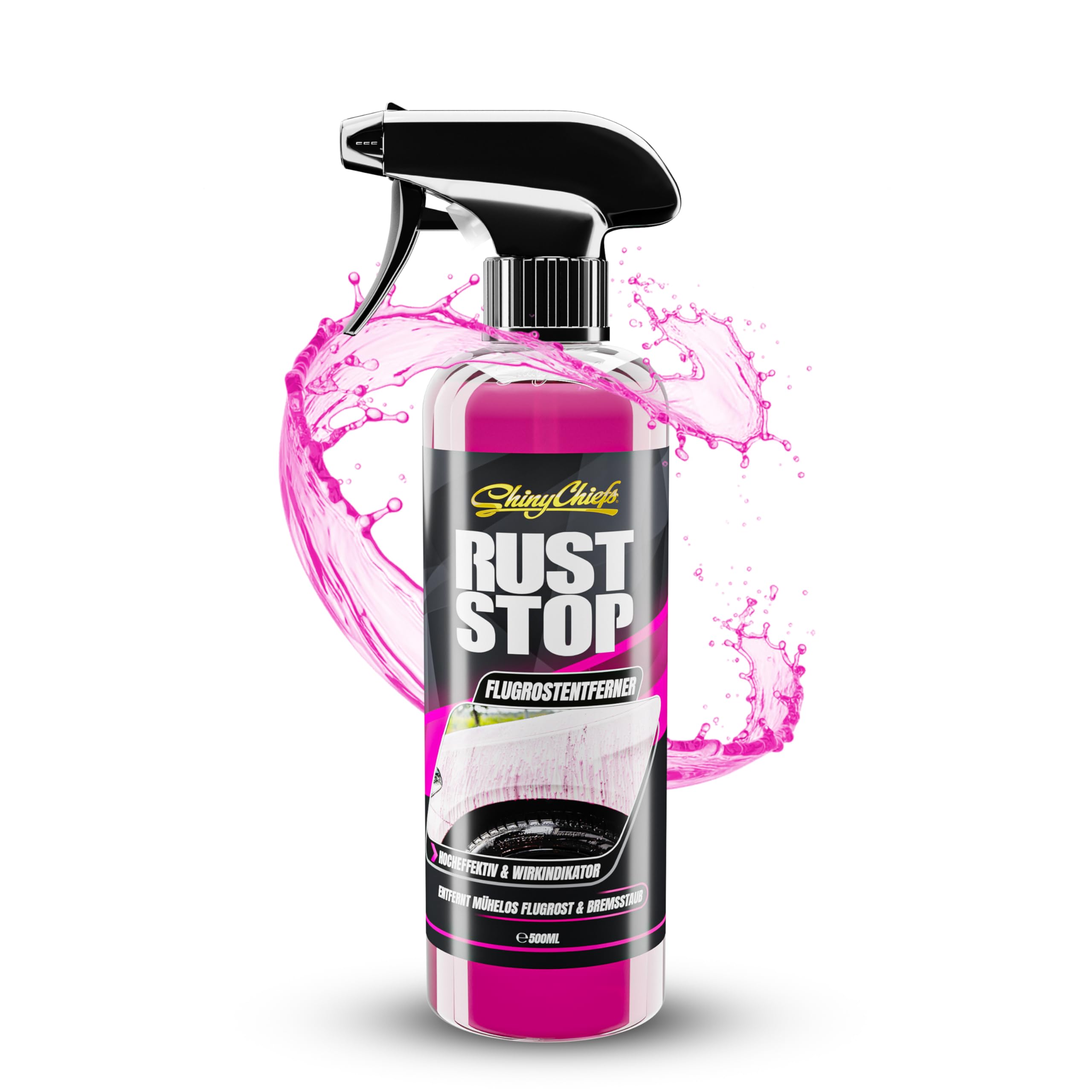 ShinyChiefs Rust Stop - Hochwirksames Flugrostentferner Auto Spray mit Farbumschlag, für alle Oberflächen - Aktiver Bremsstaub- und Flugrostlöser ohne Nachbearbeiten, Rost-Entferner Spray, 500ml 1x 500ml Angebot bei HelloDeals