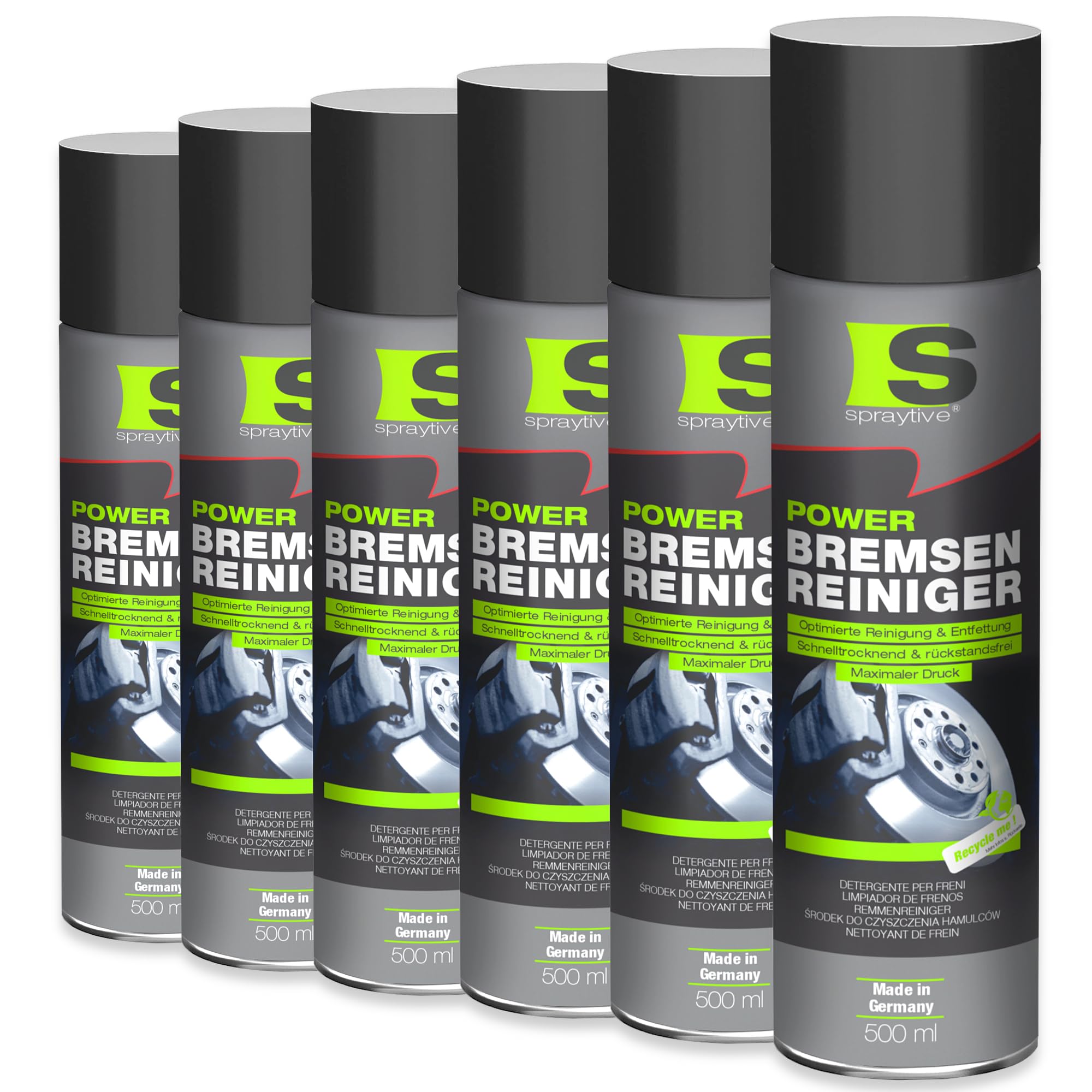 Spraytive 6 x 500ml Power Bremsenreiniger Spray - Hochwirksamer Industriereiniger und Kaltreiniger: Entfernt Schmutz, Öl, Fett, Rost und Bremsflüssigkeit – Made in Germany Angebot bei HelloDeals