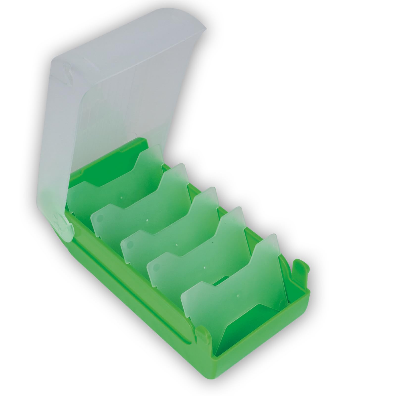 TimeTEX - Karteikasten aus robustem Kunststoff, A8, Halbtransparent mit einschiebbarem Deckel, 5-Fächer-Lernmethode, 20x9x6,5cm, Farbe: grün Angebot bei HelloDeals