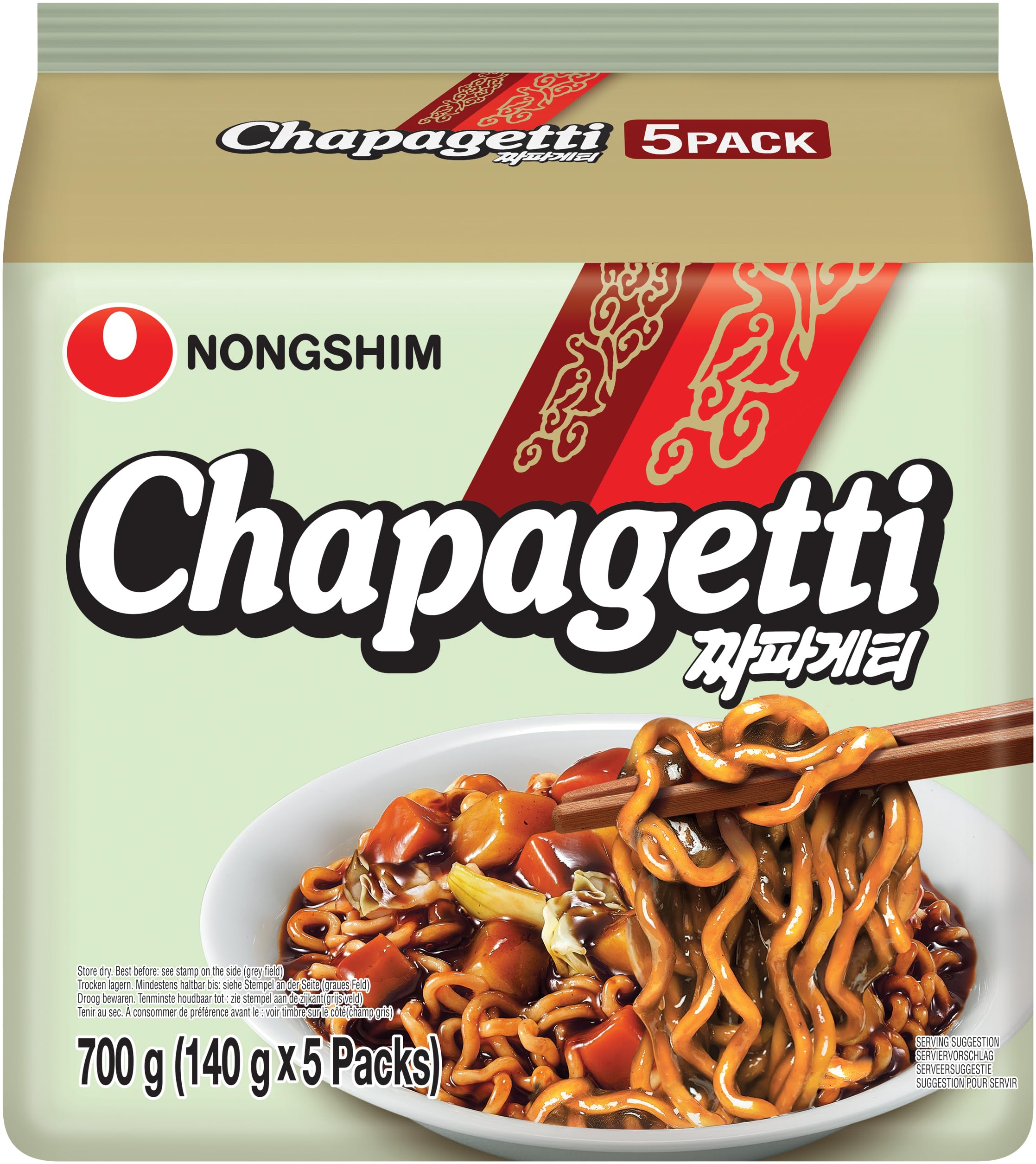 Nong Shim Instantnudeln Chapaghetti – Traditionelles koreanisches Nudelgericht - schnelle Zubereitung – 1er Multipack - 5 x 140g Angebot bei HelloDeals