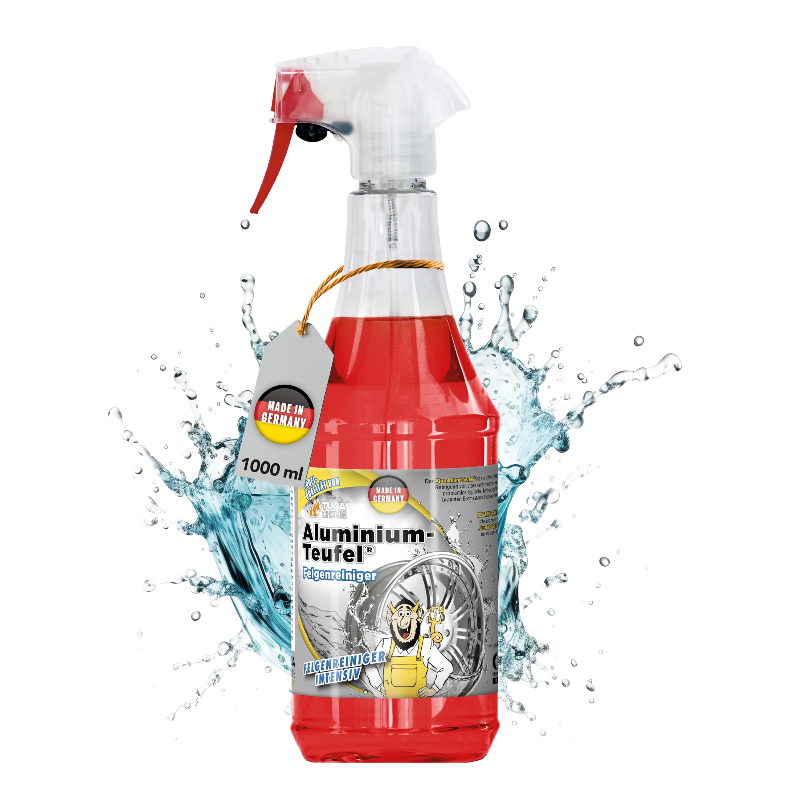 TUGA Chemie Aluminium-Teufel Felgenreiniger – säurehaltig, extra stark gegen Bremsstaub & Flugrost, für Alu- und Stahlfelgen - 1L Sprühflasche - Made in Germany 1 l (1er Pack) Angebot bei HelloDeals
