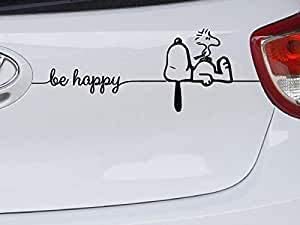 Generic Snoopy Woodstock Be Happy Aufkleber 2 teilig (schwarz) Angebot bei HelloDeals
