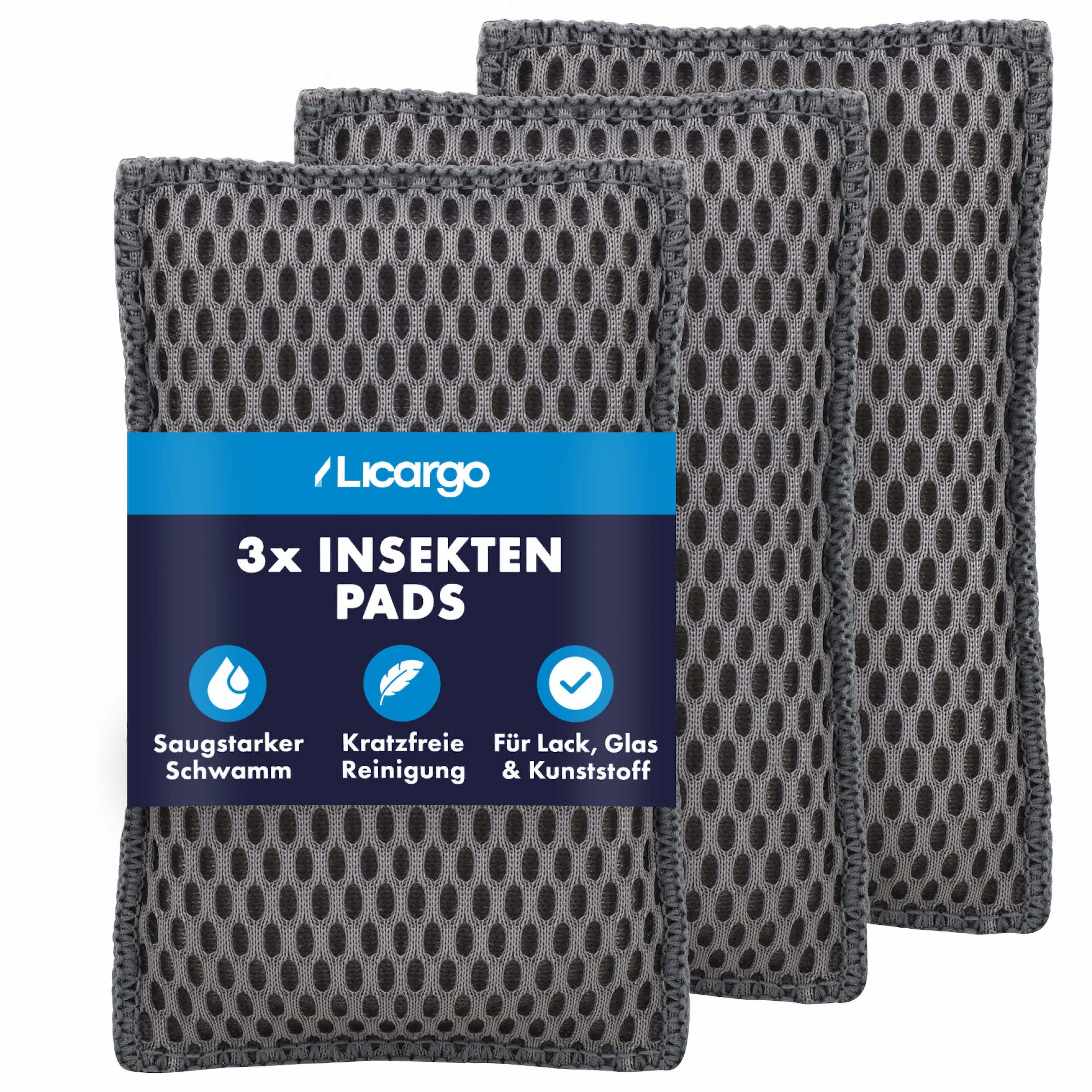 LICARGO® Insektenschwamm (3 Stück) - löst Insektenreste schonend & effektiv von Glas, Lack & Kunststoff - garantiert kratzerfreie Reinigung mit Fliegenschwamm Auto - 13x8 cm - 3X Insekten Pad Angebot bei HelloDeals