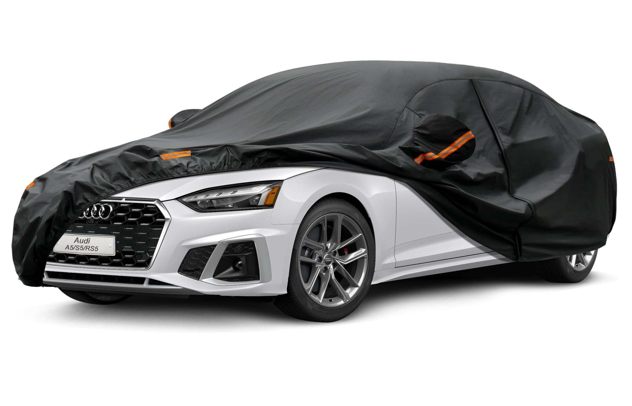Kayme Autoplane Wasserdicht Atmungsaktiv für Audi A5 (2009-2025), 7 Schichten Vollgarage Autoabdeckung für Regen Sonne Staub Schutz Verkratzt, Autoabdeckung mit Reflektierenden Streifen. Passend für Audi A5(2009-2025) Schwarz Angebot bei HelloDeals