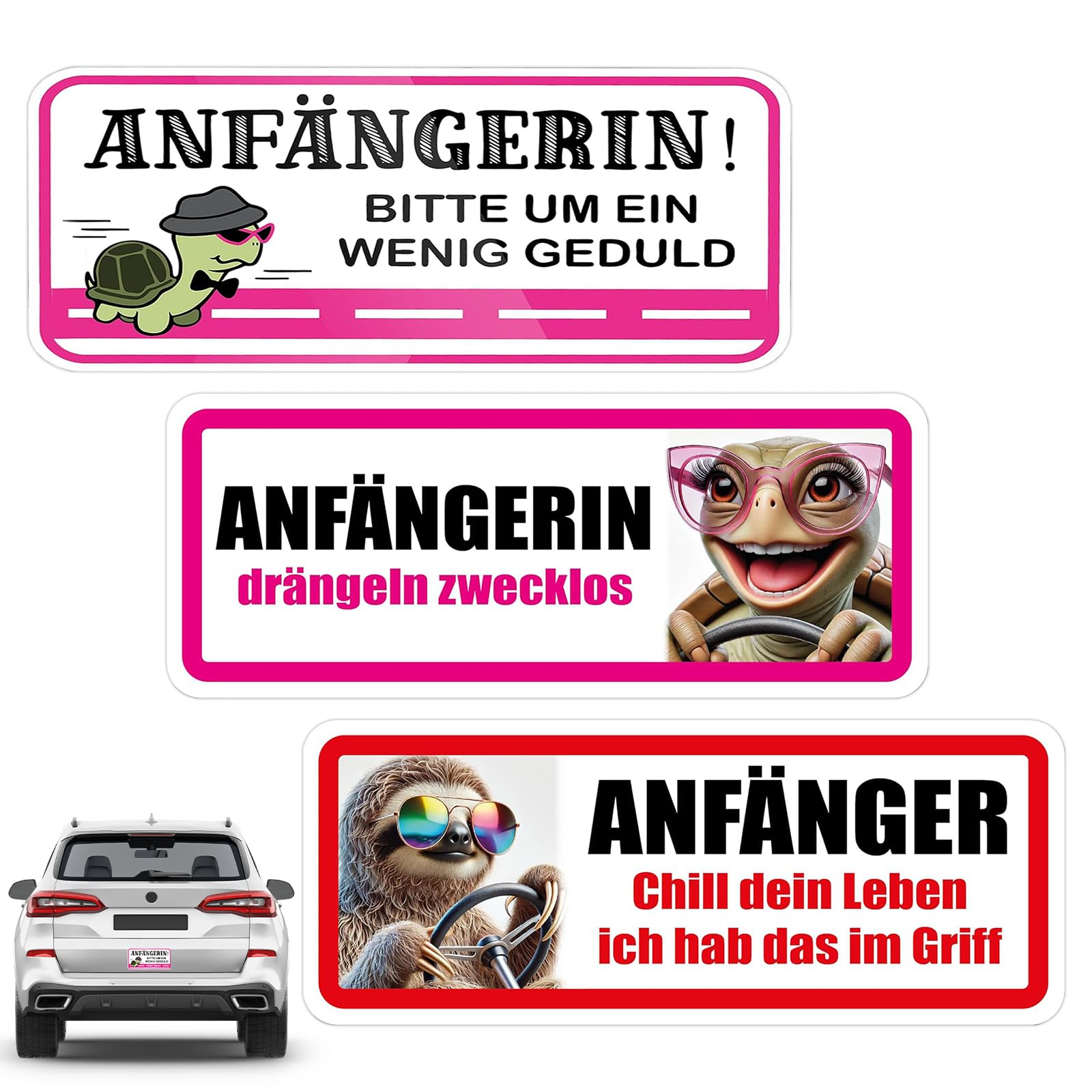 3 Stück Fahranfänger Magnet Schild 20 * 8cm Anfänger Schild Lustiges Lustiges Auto-Fahranfänger Aufkleber mit Spruch & witzigem Motiv Wasserdicht und Verschleißfest für Fahranfängerin Geschenk Angebot bei HelloDeals