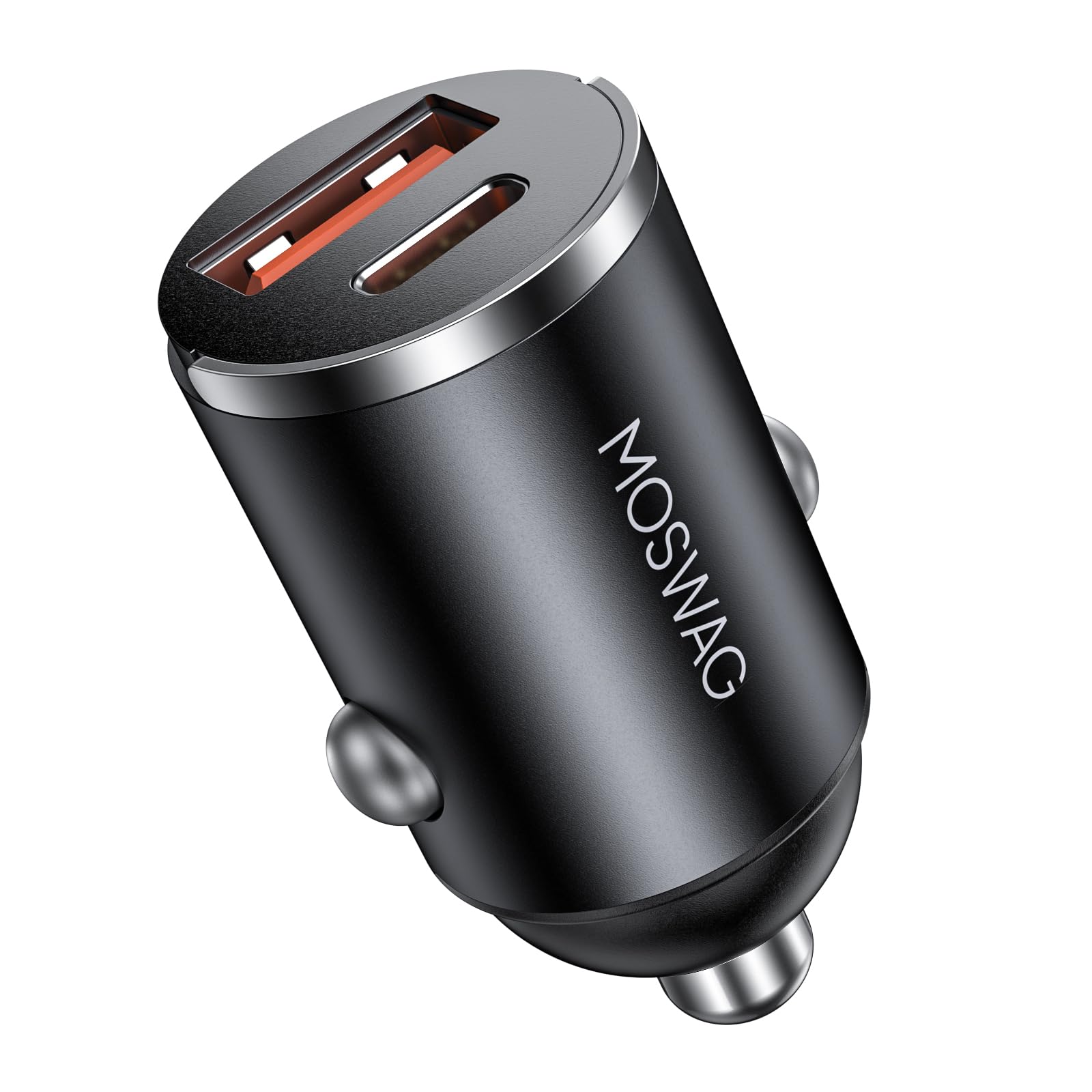 MOSWAG Zigarettenanzünder USB Ladegerät, Mini Autoladegerät USB C QC 3.0, Dual Ports Schnellladegerät Autoladegerät Für iPhone 16 15 Samsung Galaxy und Mehr 1 Pack Schwarz Angebot bei HelloDeals