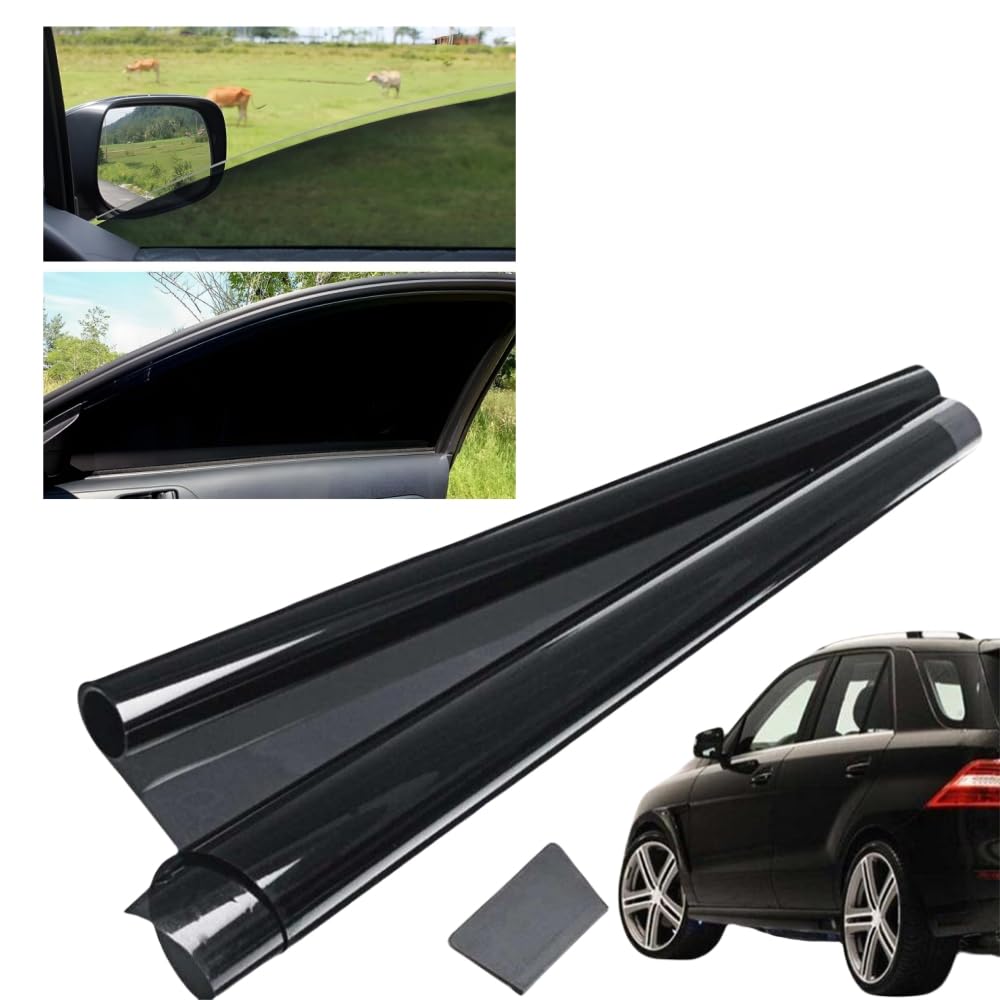 Sichtschutz Autofenster Tönungsfolie 50x300cm, Verdunkelung Auto Fenster Camping Sonnenschutz Folie Mit UV Schutz, Fensterfolie Schwarz Für Fahrzeuge Sonnenschutz (VLT 1%) Angebot bei HelloDeals