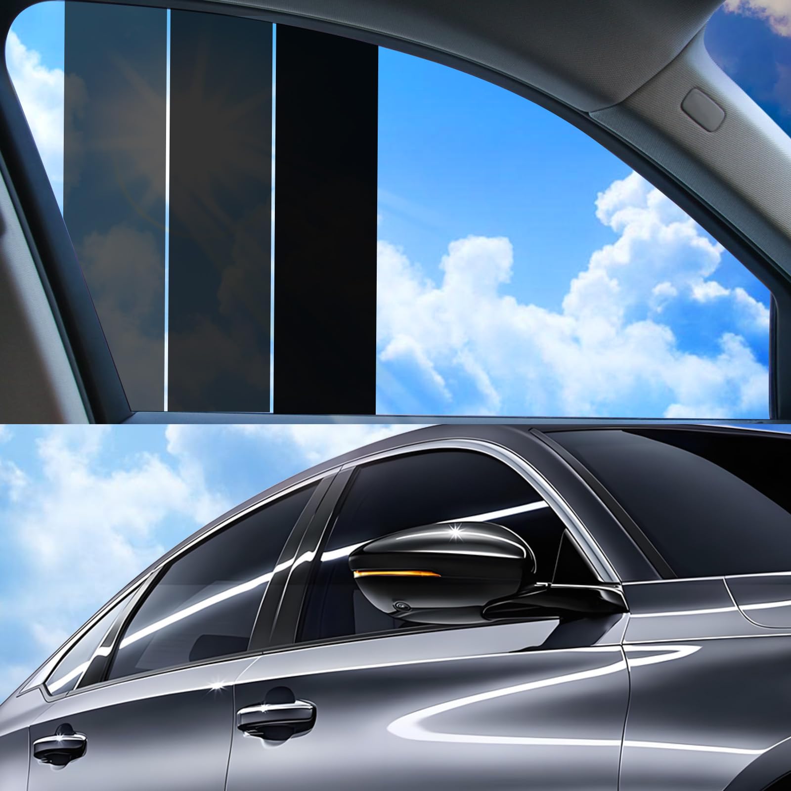 Scheibentönungsfolie Auto, Tönungsfolie Auto 3 x 50 cm, 5% VLT, Sonnenschutzfolie Fenster Innen & Außen, Fensterfolie Sonnenschutz Rückstandslose, Sichtschutz, Selbstklebend Angebot bei HelloDeals