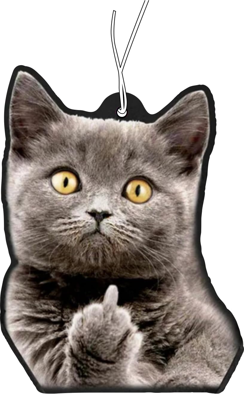 2x Duftbaum mit Katze zeigt Mittelfinger Motiv, Auto lustig Duftspender, Duftbaum Auto tuning, Lufterfrischer, Duftanhänger Auto, Duftbaum Set Auto Angebot bei HelloDeals