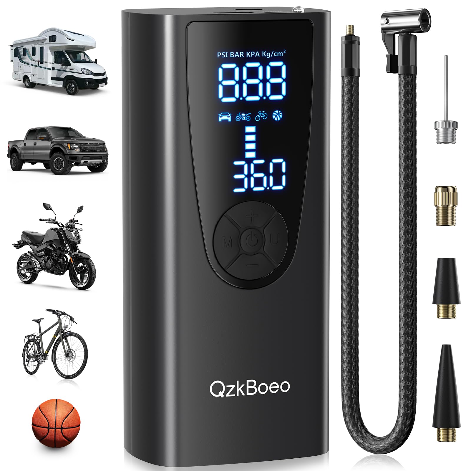 Portable Air Pump, Tire Inflator Portable Air Compressor-Upgrade Electric Air Pump for Car Tires, 150 PSI Tire Pump-Cordless Tire Inflation with Pressure Gauge Angebot bei HelloDeals