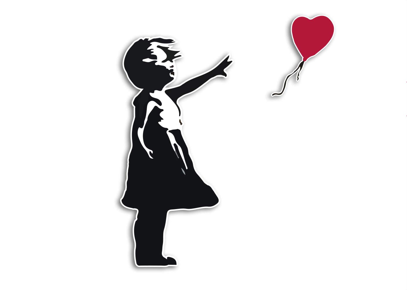 Banksy Girl Love Fly away Kult Aufkleber | Art Wand Graffiti Vinyl Sticker | Style Trend Deko Wetterfest UV-Beständig Angebot bei HelloDeals