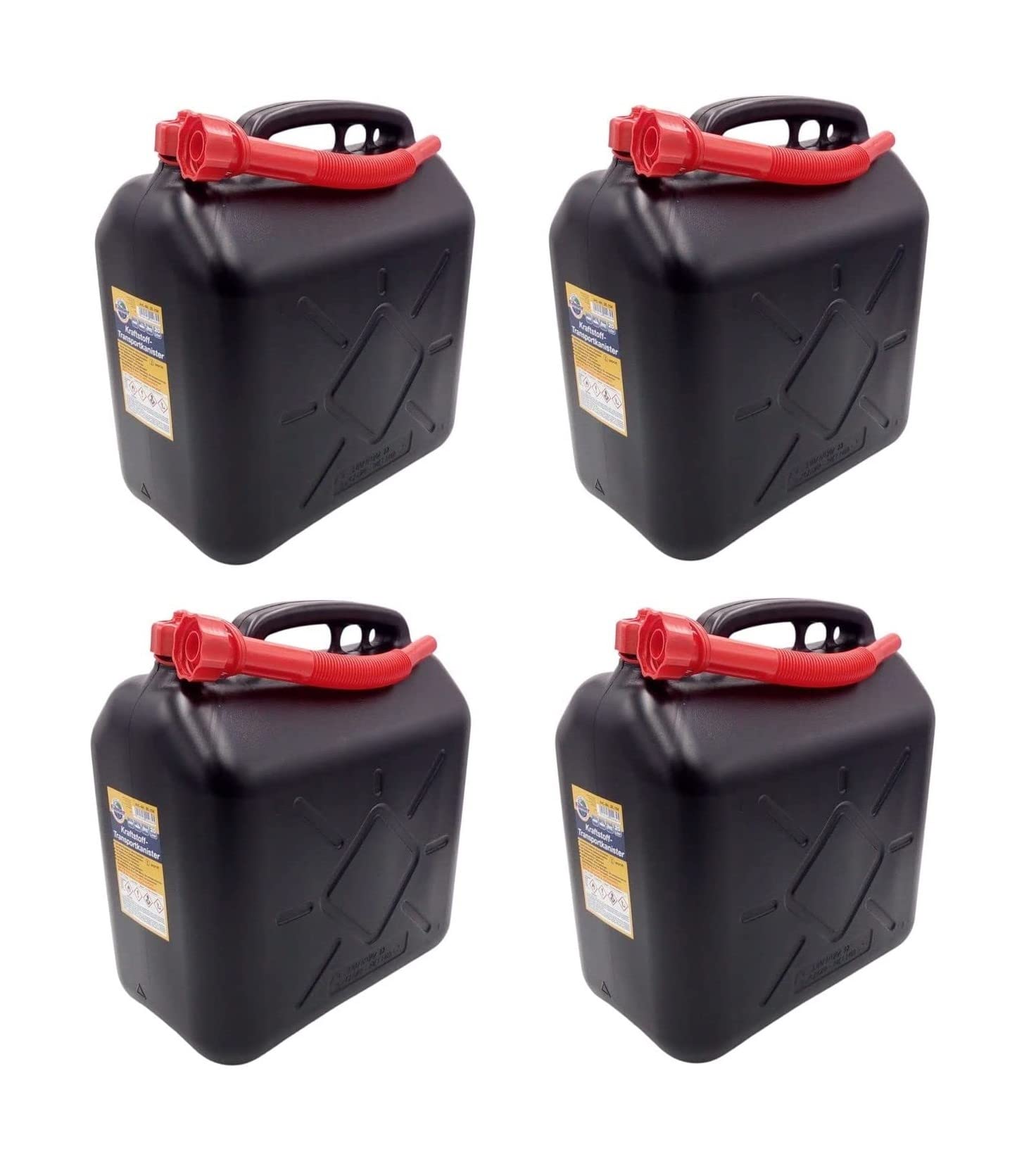 Filmer 4 x Benzinkanister 20L Kraftstoffkanister Reserve Kanister UN-Zulassung Kunststoff, schwarz Angebot bei HelloDeals