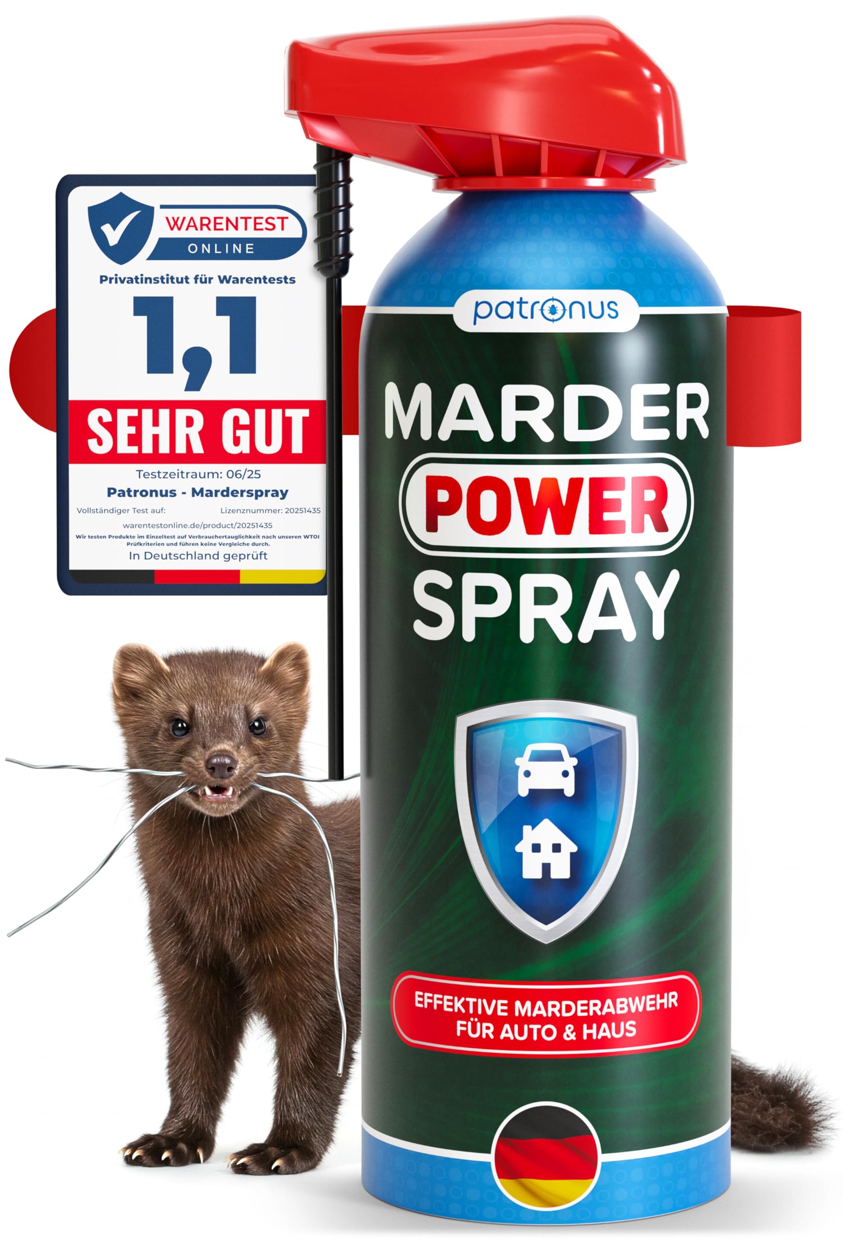 Patronus Marderspray Auto - effektive Marderabwehr fürs Auto - schneller Marderschutz mit zuverlässiger Sofortwirkung - Anti-Marder Spray zum Marder Vertreiben - Alternative zu Marderschreck, 400 ml Angebot bei HelloDeals