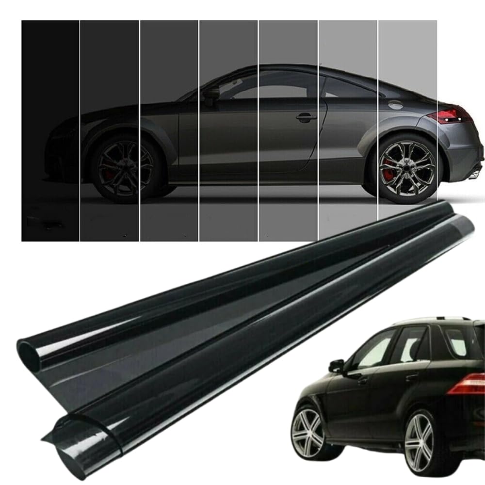 Schwarze Tönungsfolie Auto, Länge: 305CM, Breite: 75CM, Sonnenschutz Scheibentönungsfolie Fenster Auto, UV Sichtschutz Verdunklungsfolie Für Fenster (VLT 1%) Angebot bei HelloDeals