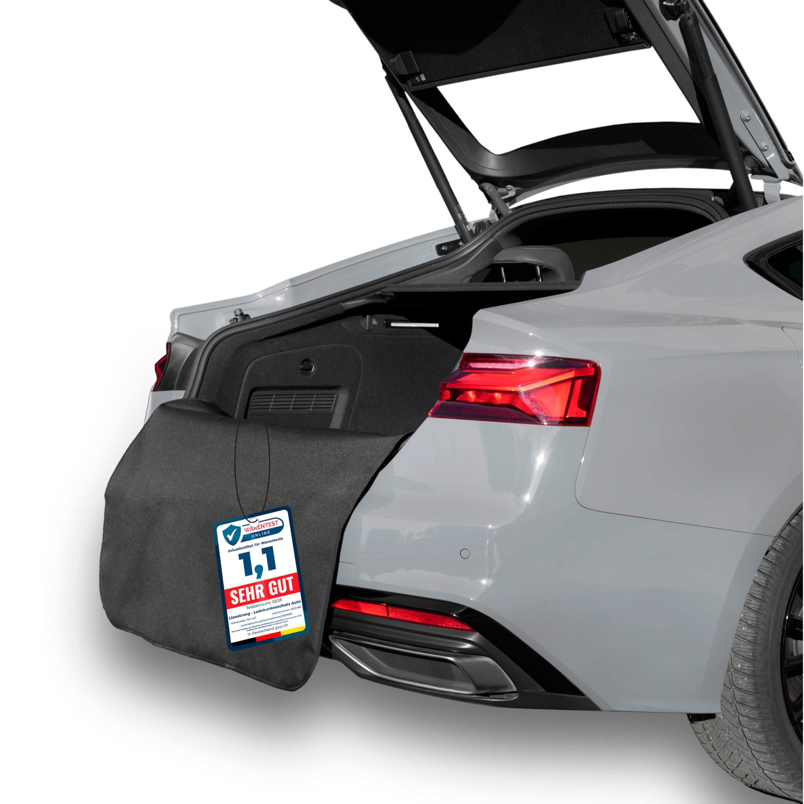 LIONSTRONG® Ladekantenschutz Kofferraum [GEPOLSTERT & WASSERDICHT] – Universelle Schutzmatte geeignet vom Kleinwagen bis zum SUV – Kofferraumschutz Auto Hund – Kratzfest und rutschfest 100x100cm Angebot bei HelloDeals