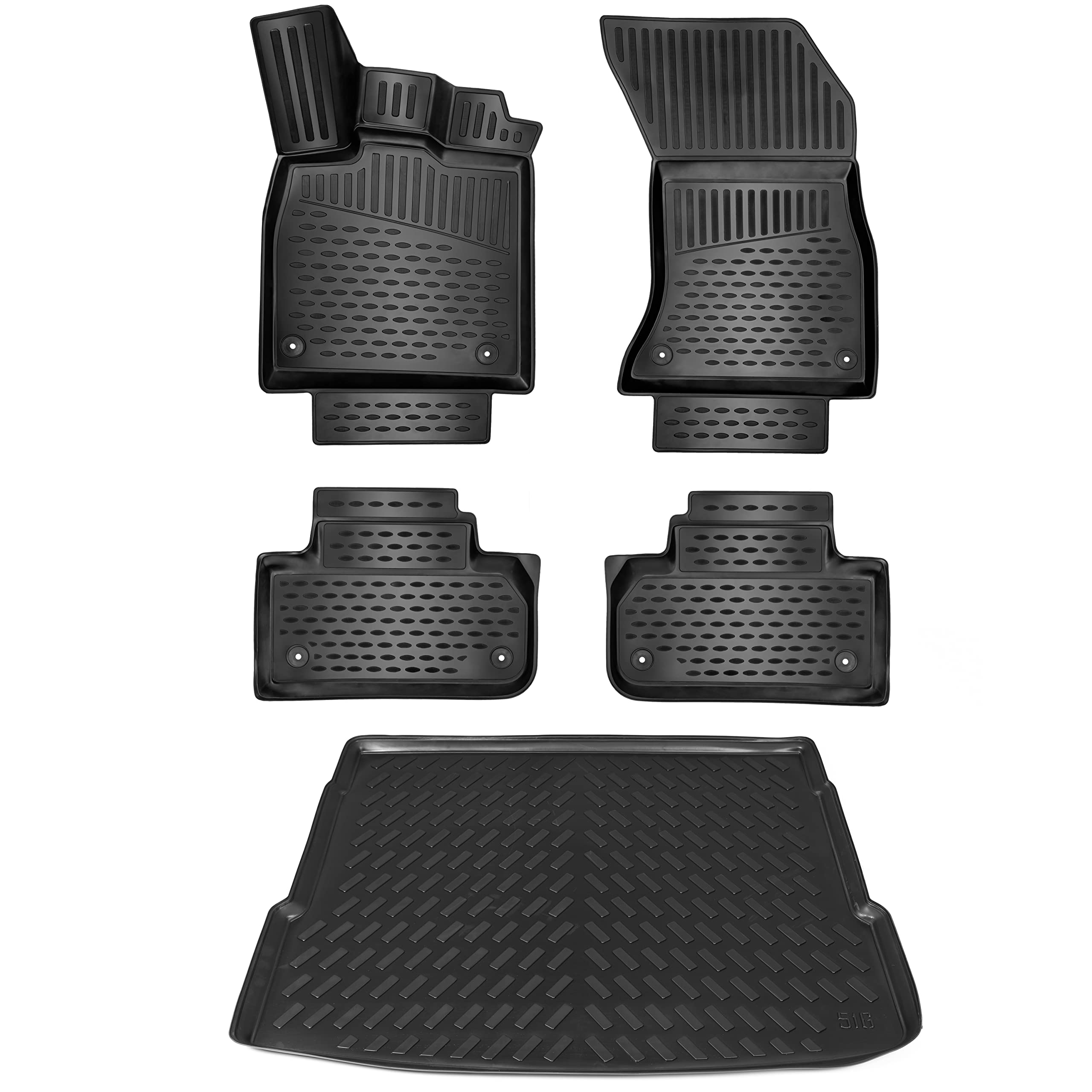 ELMASLINE Gummimatten & Kofferraumwanne Set für Audi Q5 2016-2025 | Nicht passend für 3. Generation & SQ5 | Mit hohem Rand Angebot bei HelloDeals