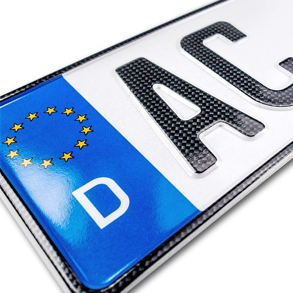 schildEVO 1 Carbon Kfz Kennzeichen | 520 x 110 mm | OFFIZIELL amtliche Nummernschilder | DIN-Zertifiziert – EU Wunschkennzeichen mit individueller Prägung | Autokennzeichen Angebot bei HelloDeals