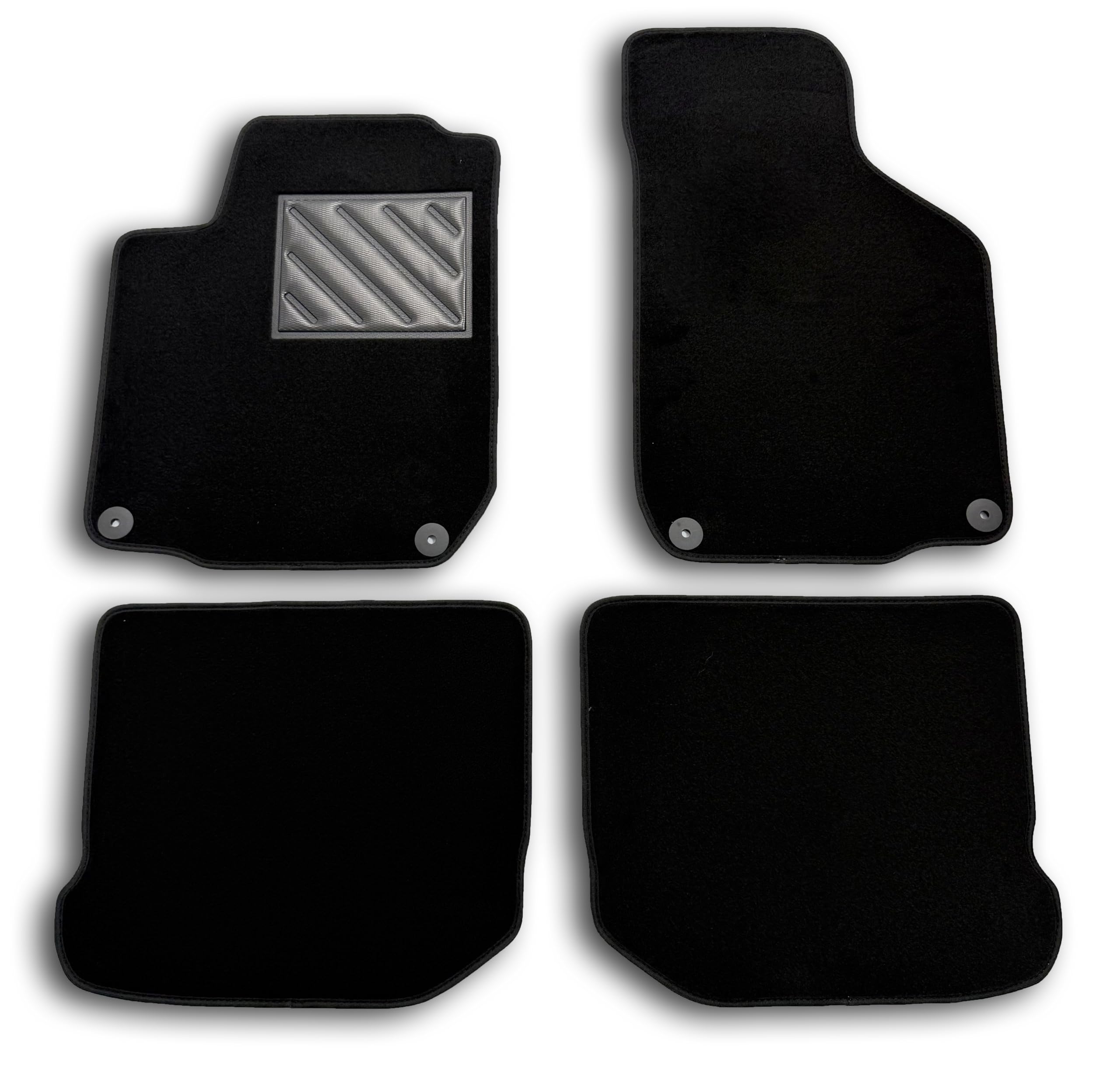 Fußmatten für VW Golf 4 von 1998 bis 2004, passgenau, rutschfest, verstärkter Absatzschoner aus Gummi, Ankerknöpfe, schwarz, Schwarz Angebot bei HelloDeals