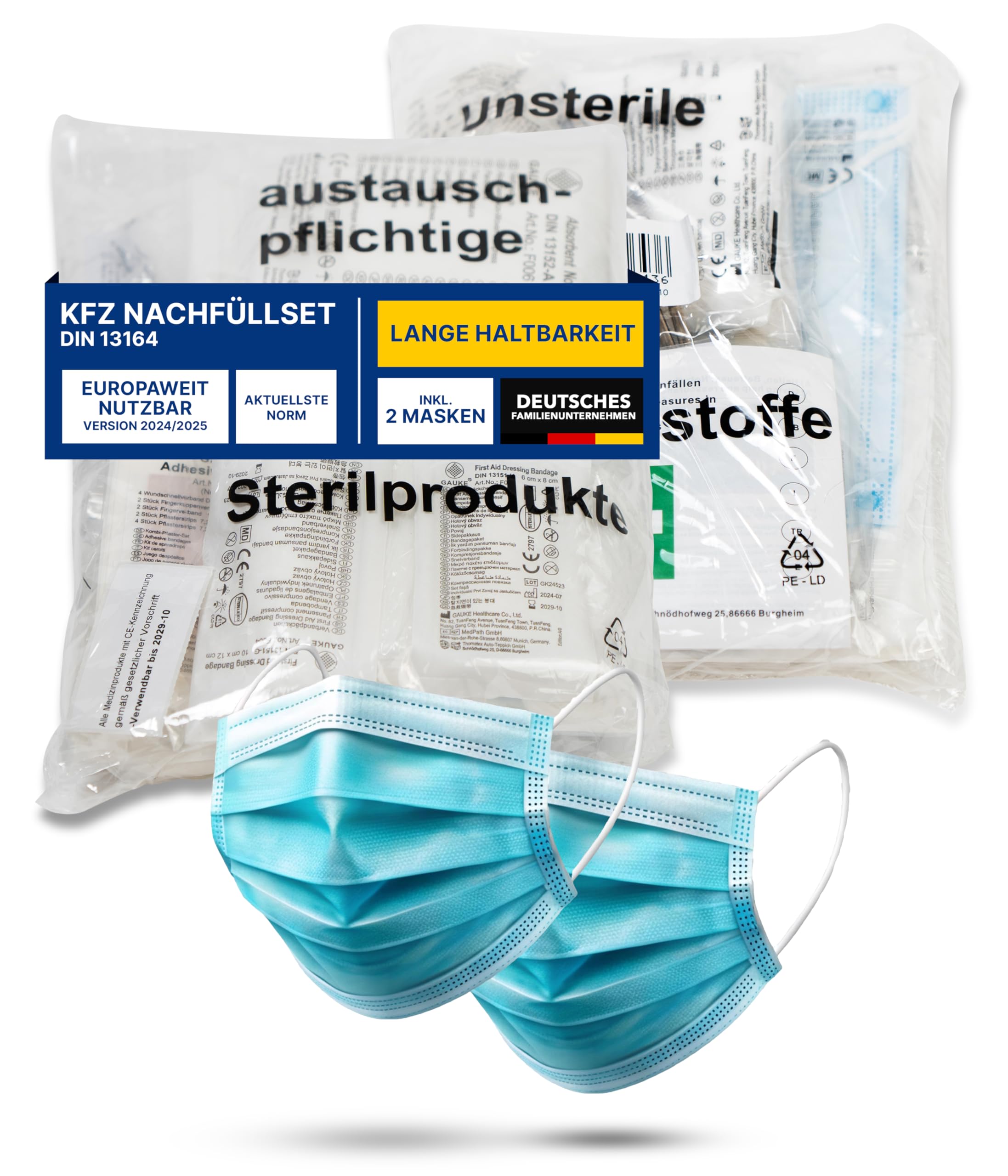 Thomatex® Erste Hilfe Nachfüllset 2025/2026 [DIN 13164-2022] – Lange Haltbarkeit, StVO-konform – Ideal für KFZ-Verbandskästen – EU-weit gültig Angebot bei HelloDeals