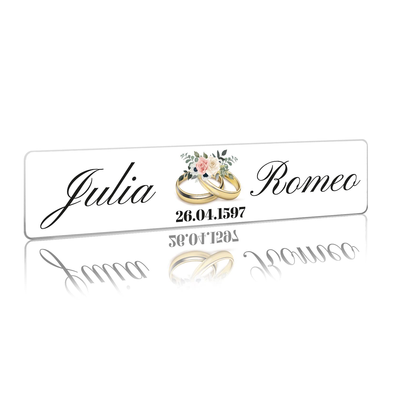Hochzeitskennzeichen Kennzeichen Aufkleber Hochzeitsauto mit Datum + Namen Brautpaar Wunschname Hochzeit Auto Deko Schild selbst gestalten (01 Goldene Ringe, Kunststoff Kennzeicheneinleger) Kunststoff Kennzeicheneinleger 01 Goldene Ringe Angebot bei HelloDeals