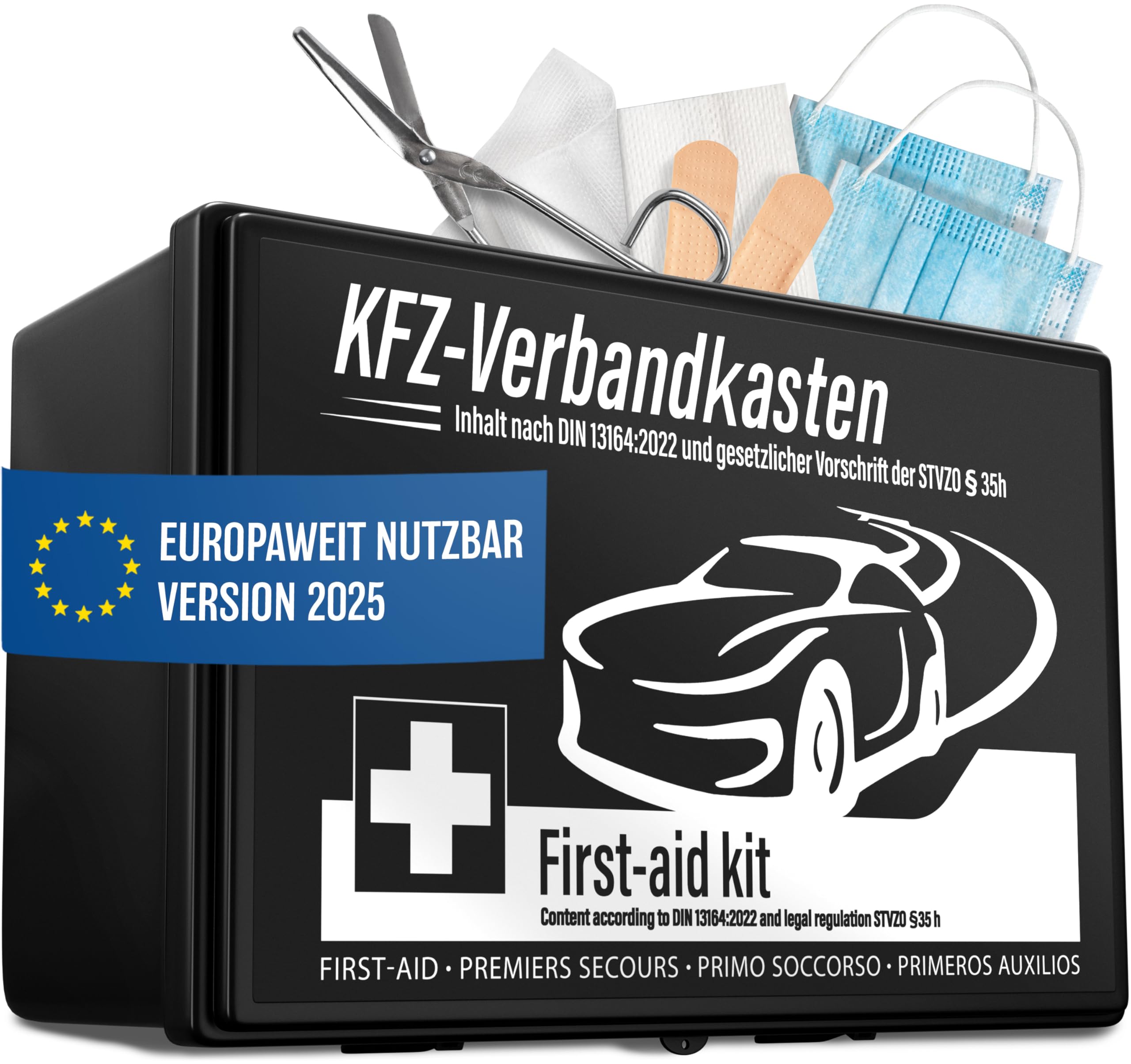 HELDENWERK Auto Verbandskasten 2025 europaweit einsetzbar & geprüft (StVO konform) - KFZ Erste-Hilfe-Set Verbandskasten DIN 13164 zertifiziert - PKW Verbandkasten Tasche, Erste Hilfe Kasten Angebot bei HelloDeals