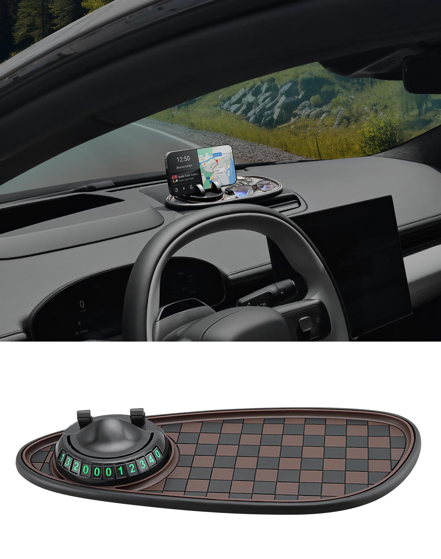 ePicsoa Multifunction Car Anti-Slip Mat Auto Universal Phone Holder, 3 in 1 Auto Antirutschmatte Handyhalterung, 360°Drehbare Handyhalterung Auto, für Auto-Innendekoration, Brillen, Handy-Pads Angebot bei HelloDeals
