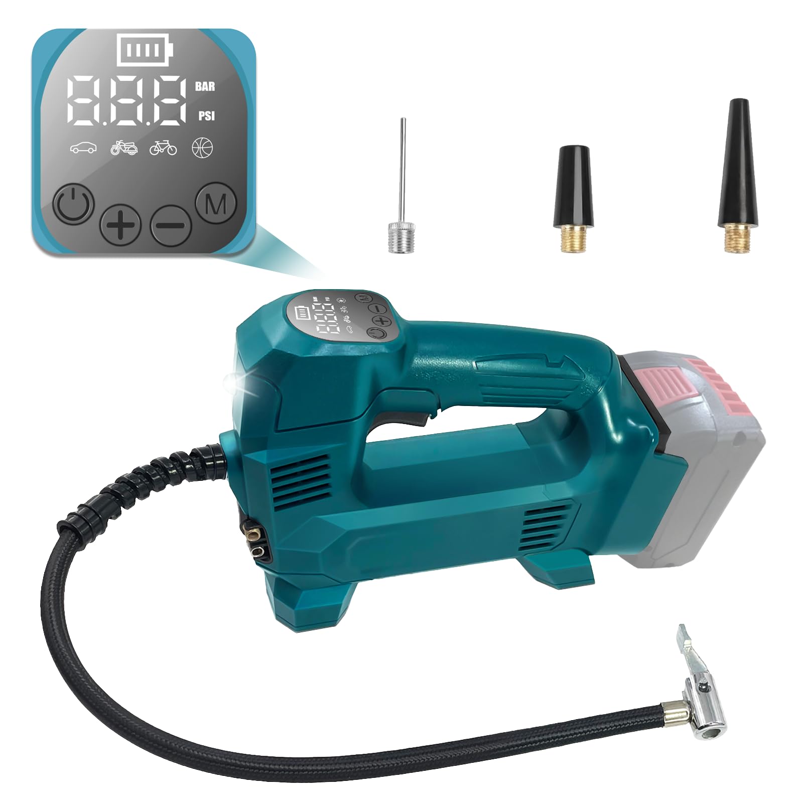 TPDL Akku-Kompressor für Bosch 18V System, Luftkompressor 150 PSI MAX für Auto, Motorräder, Fahrräder, Bälle, Schwimmring, Reifenfüller Mit LCD-Anzeige (Nur Maschine, Kein Akku) Akku-Kompressor für Bosch 18V GBA Akku Luftkompressor Angebot bei HelloDeals